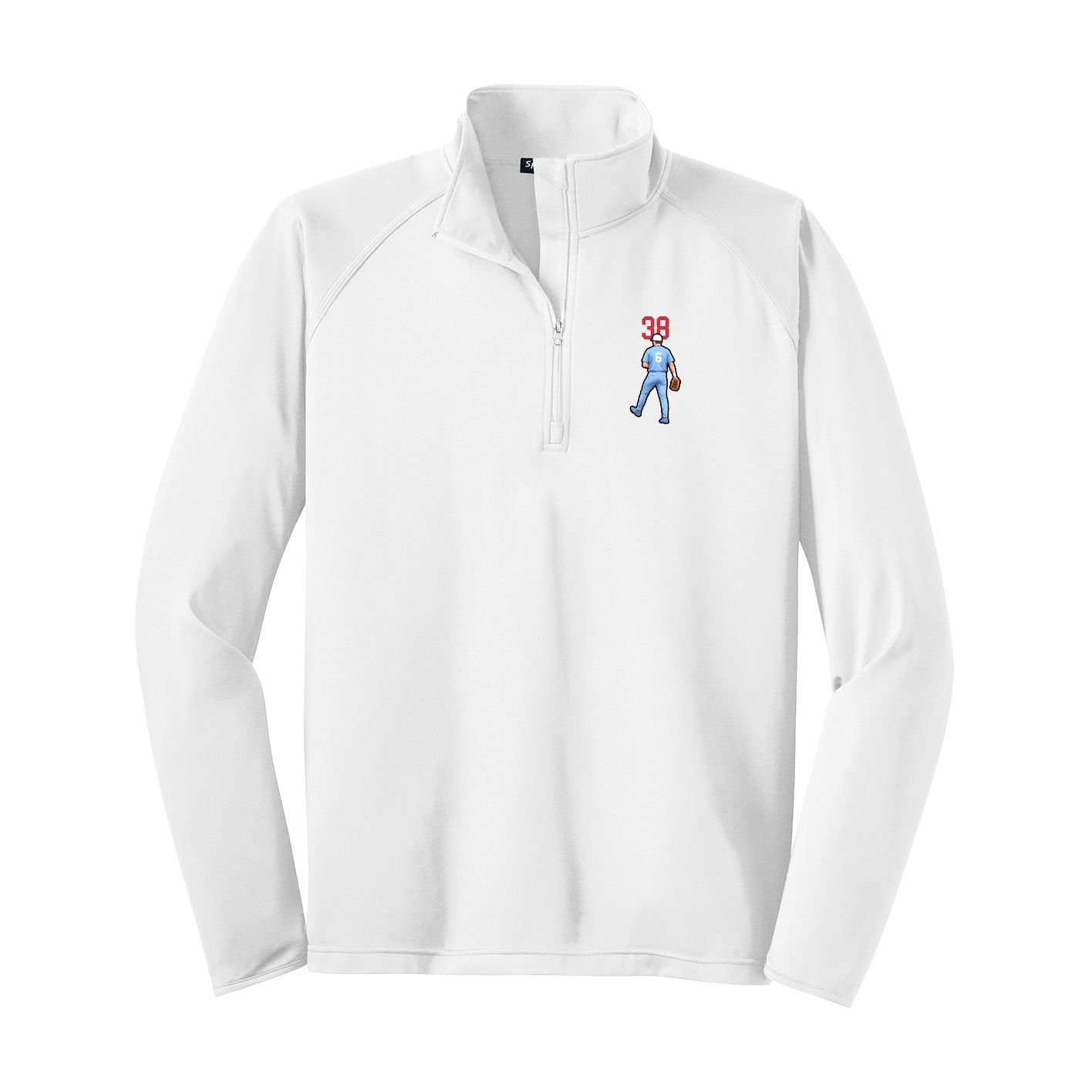 Q-Zip Pullover — Number Top in White