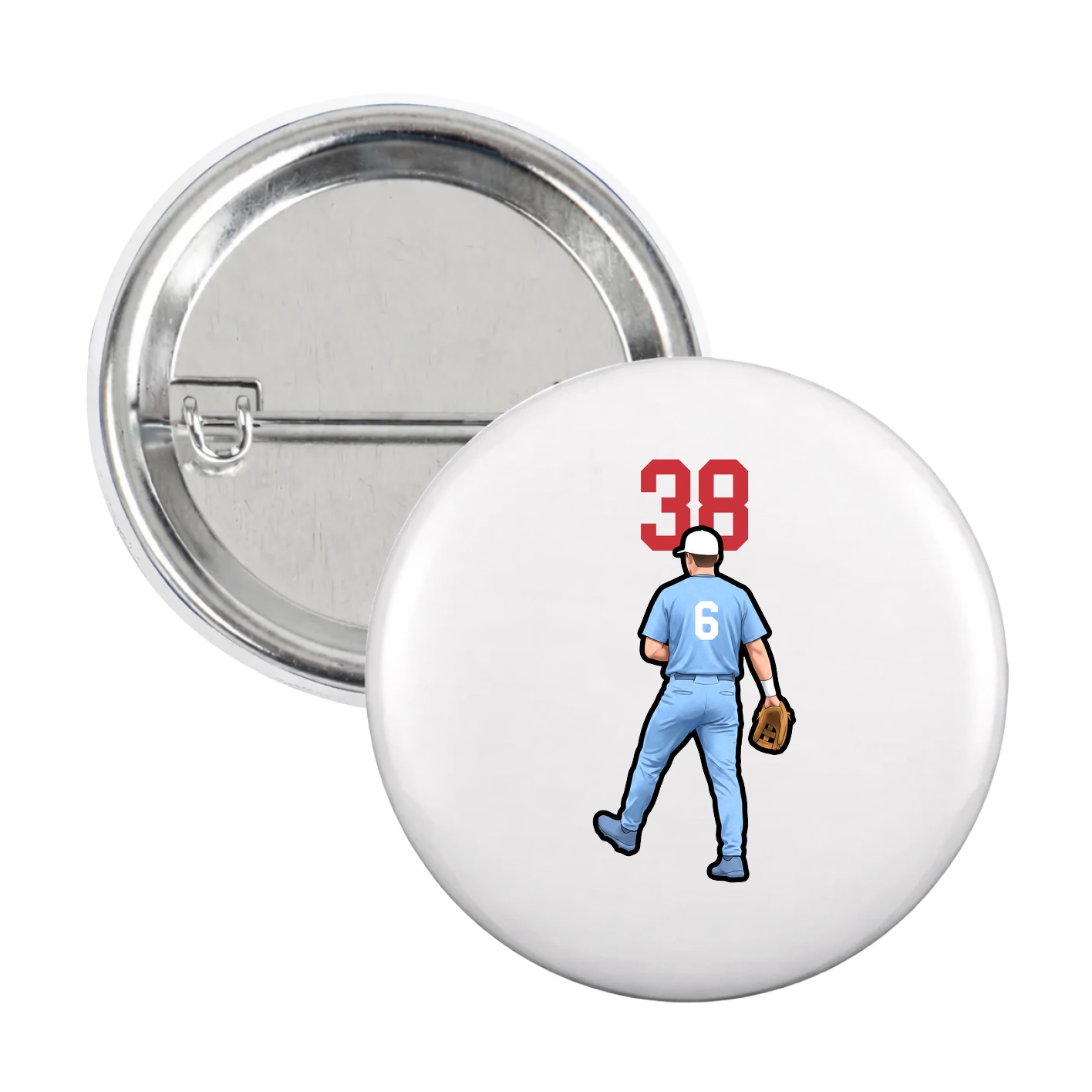 Game Day Button — Number Top in White