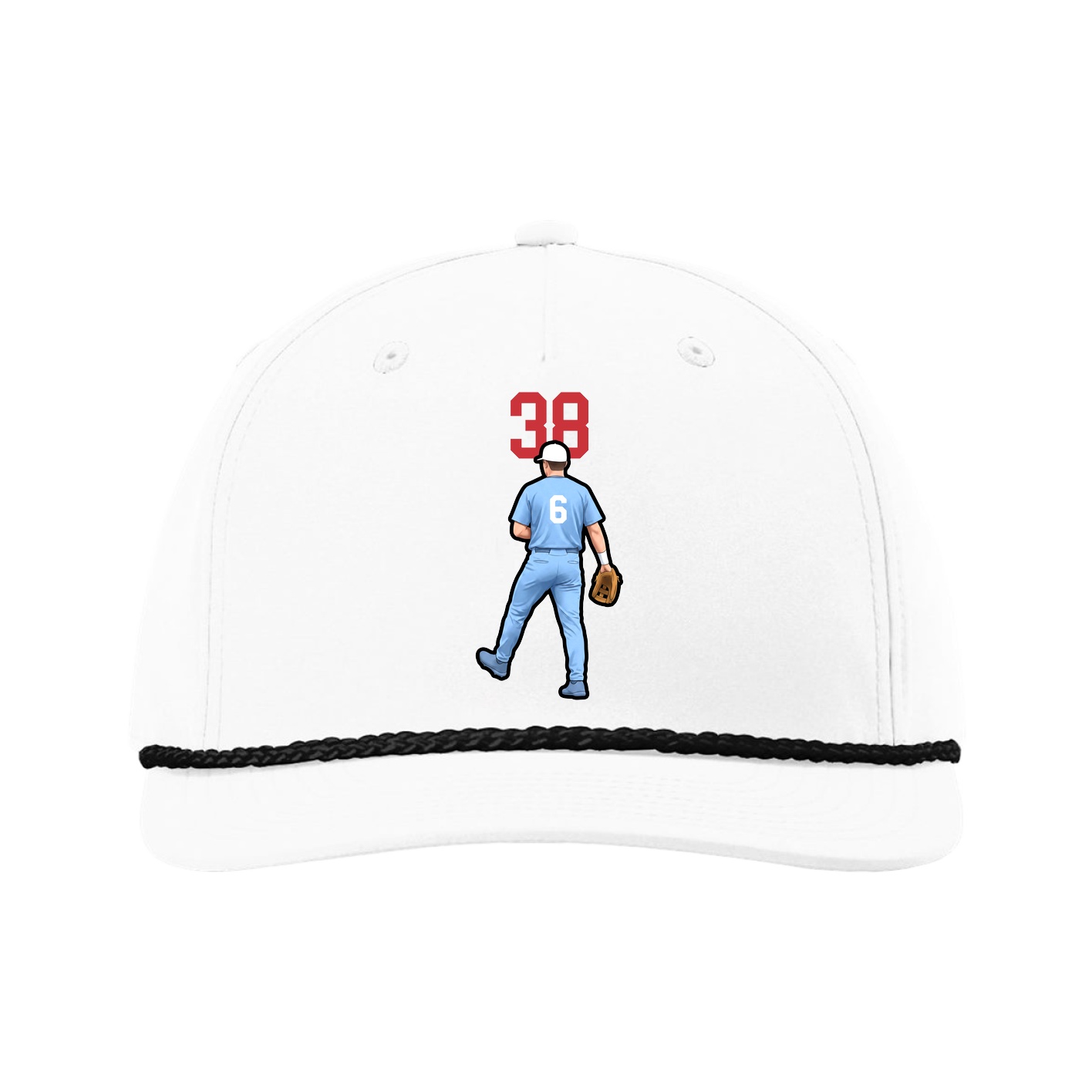 Five-Panel Classic Rope Cap — Number Top in White