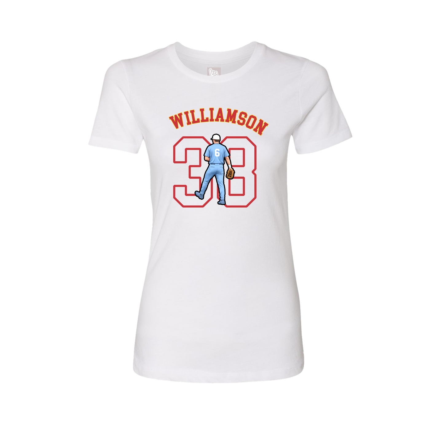 Fitted Women's Tee — Shirsey Arch in White