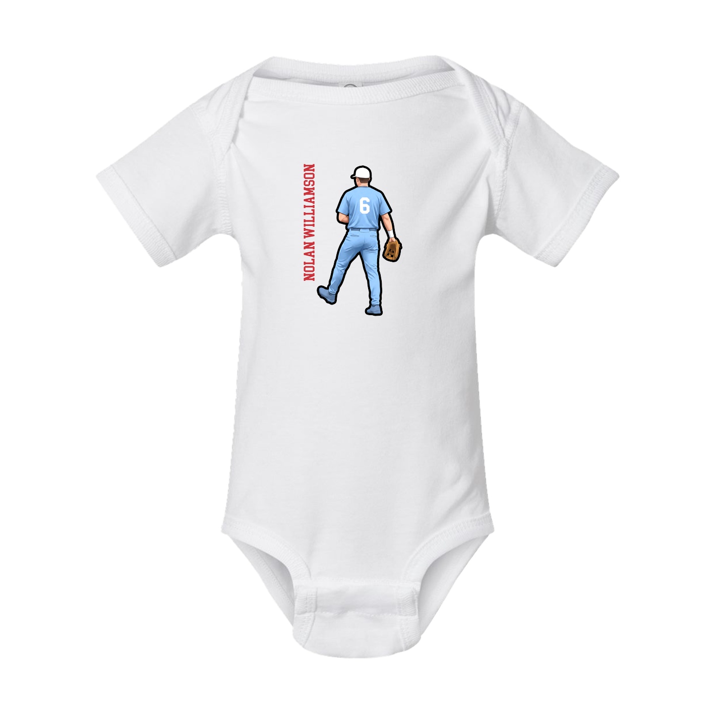 Baby Onesie — Name Vertical in White