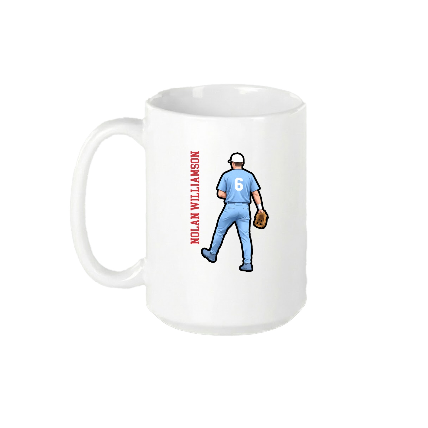 15oz Coffee Mug — Name Vertical in White