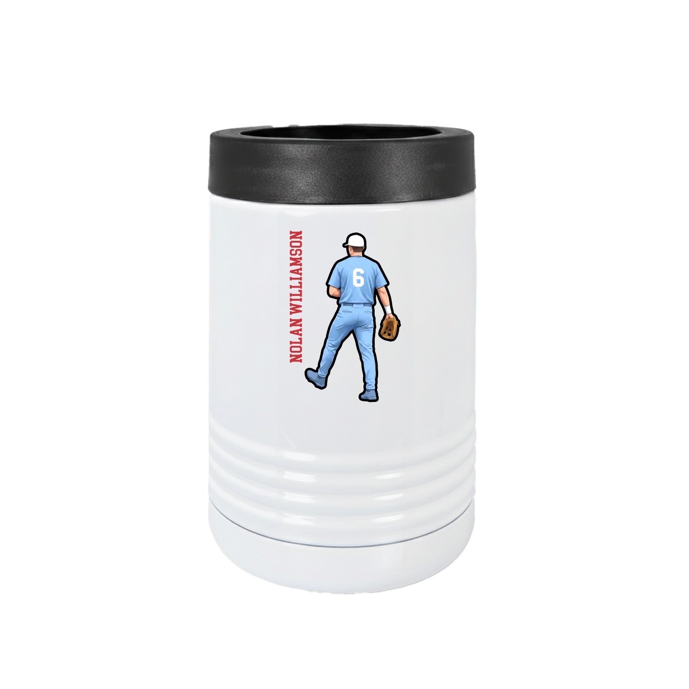 Beverage Holder — Name Vertical in White