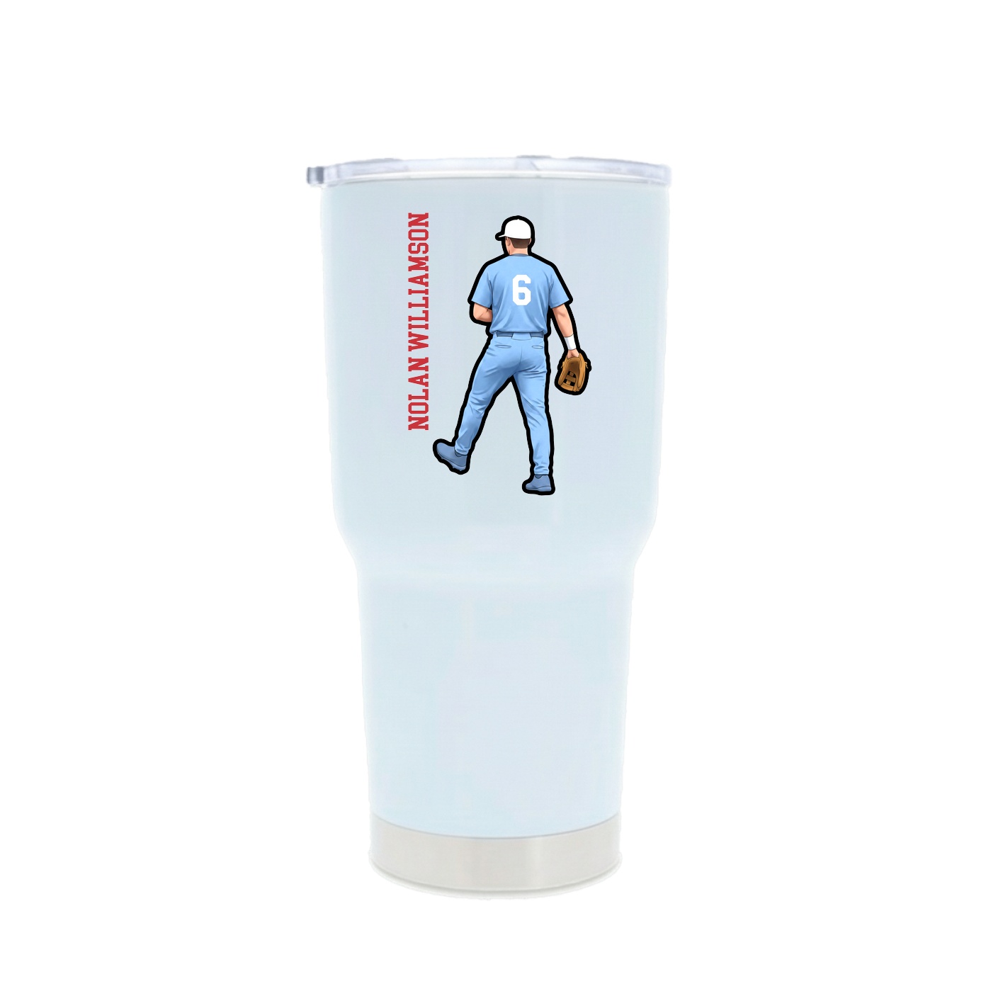 30oz Stainless Steel Tumbler — Name Vertical in White