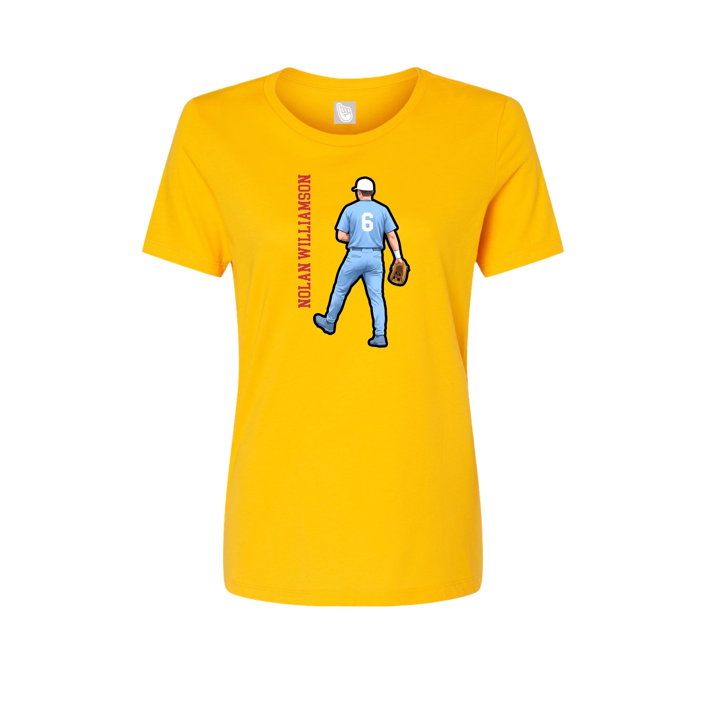 Fitted Women's Tee — Name Vertical in Gold