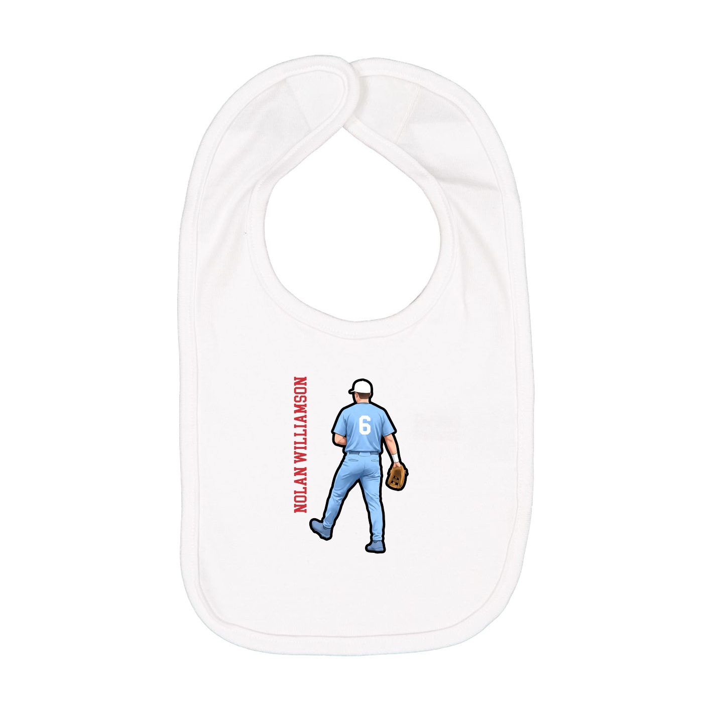 Infant Bib — Name Vertical in White