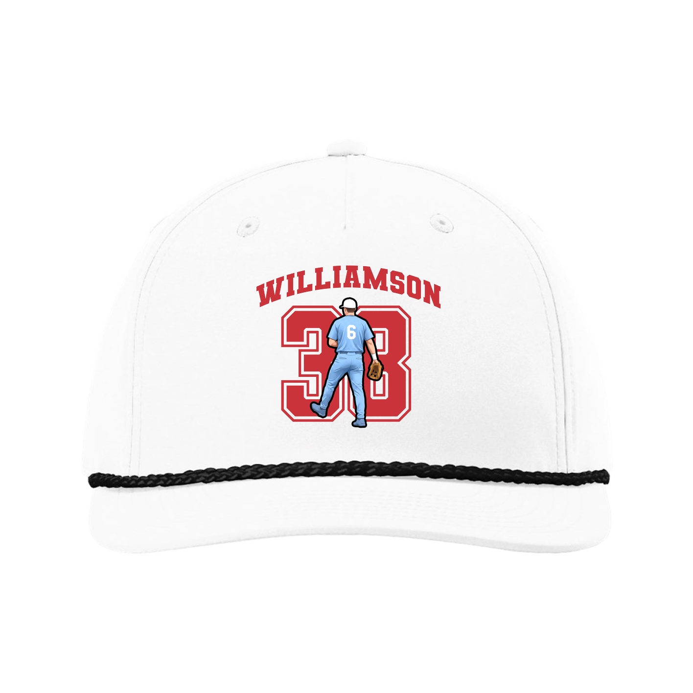 Five-Panel Classic Rope Cap — Number in White