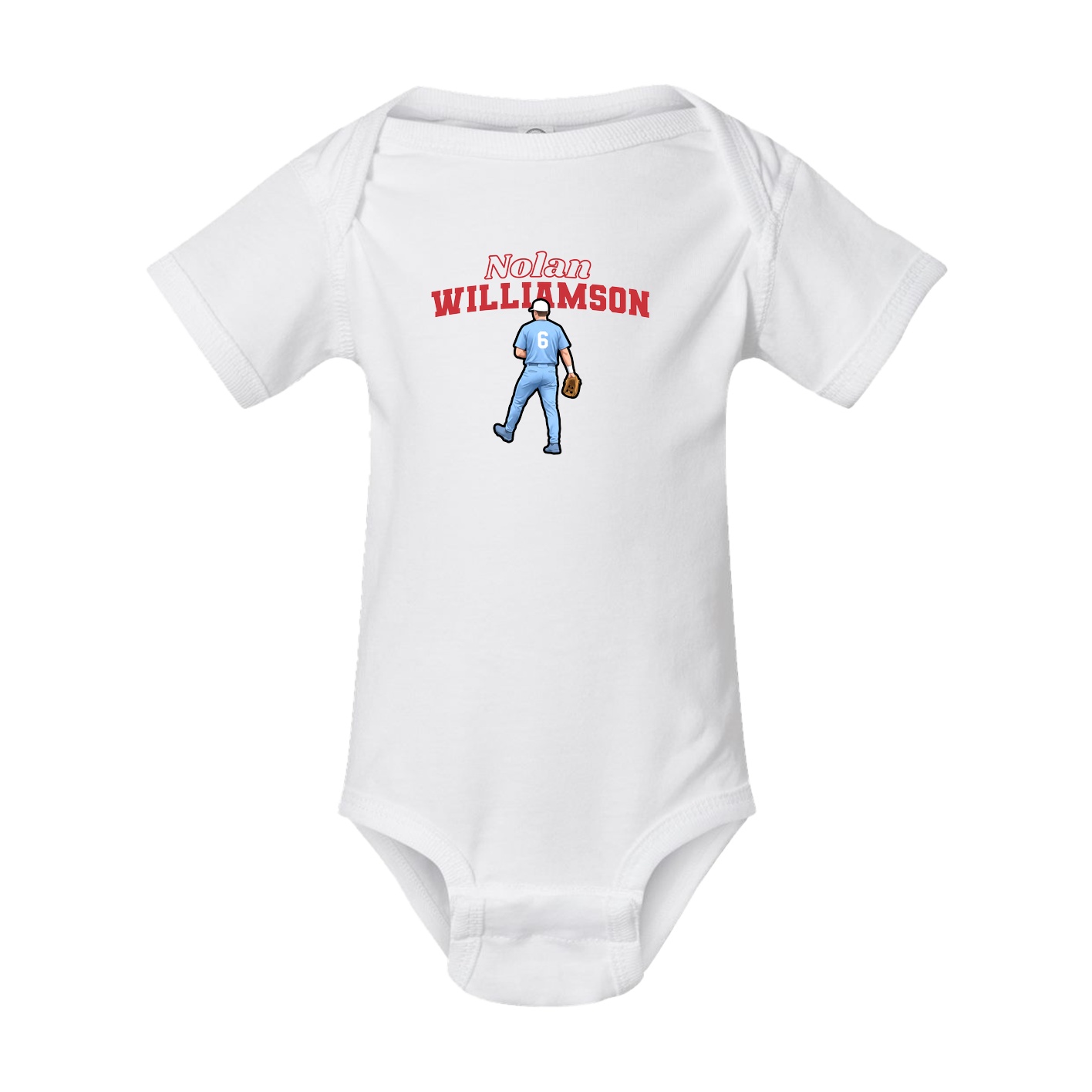 Baby Onesie — Name Arch in White