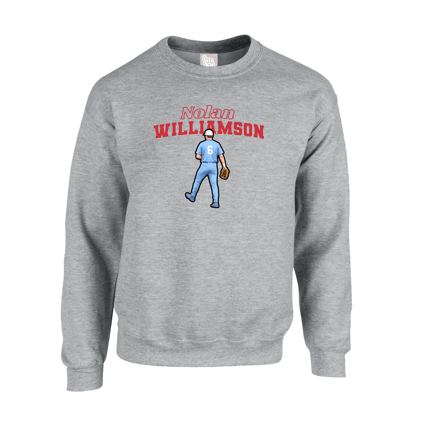 Fleece Crew — Name Arch in Grey