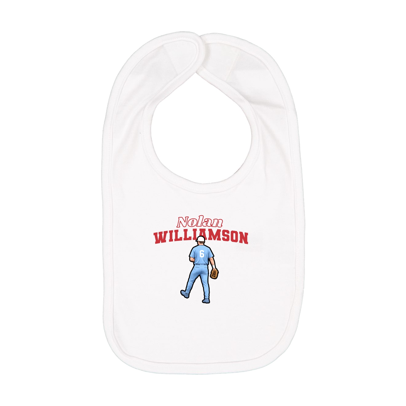 Infant Bib — Name Arch in White