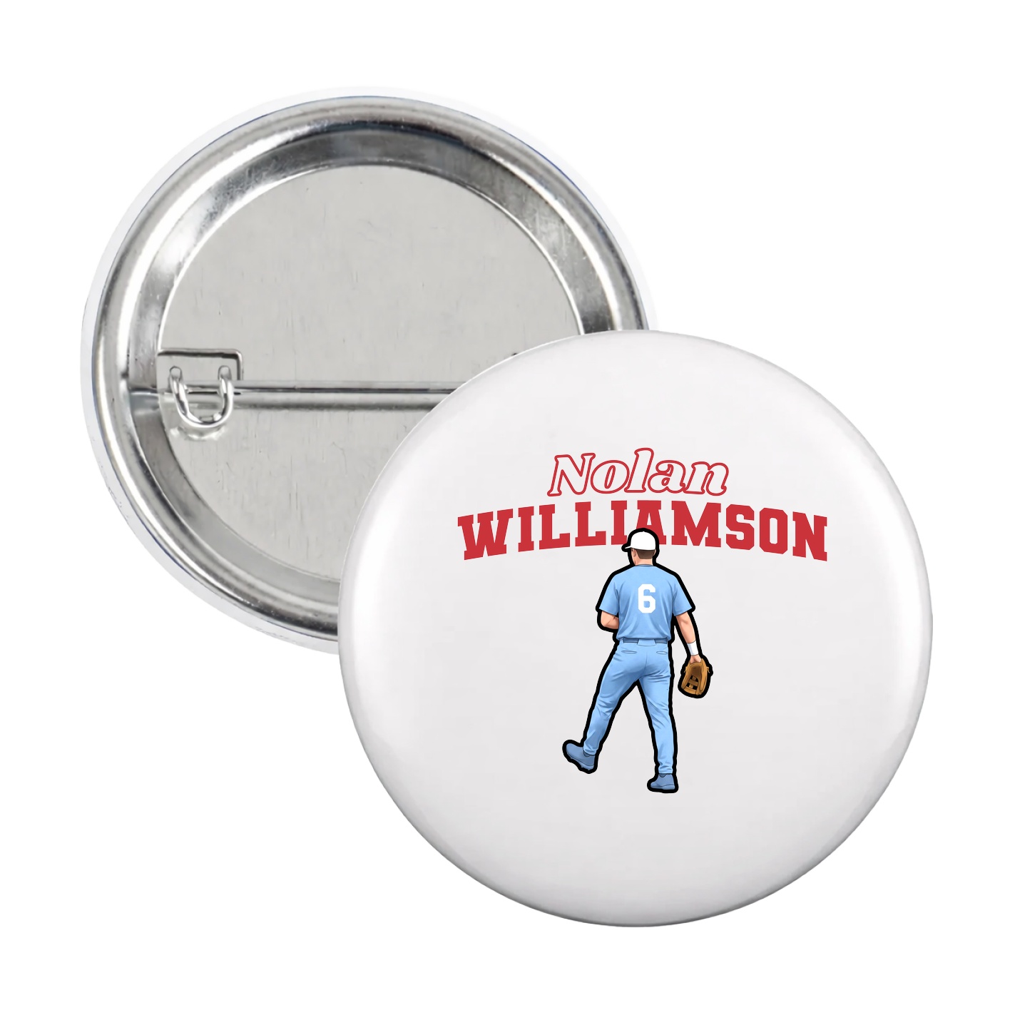 Game Day Button — Name Arch in White