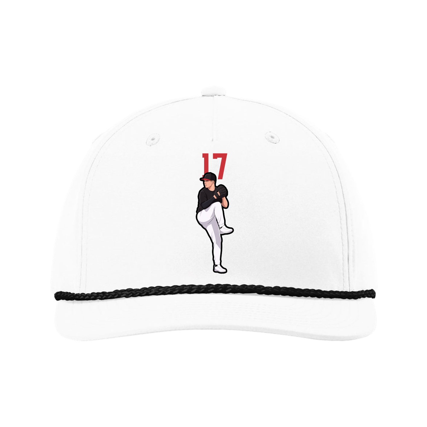 Five-Panel Classic Rope Cap — Number Top in White