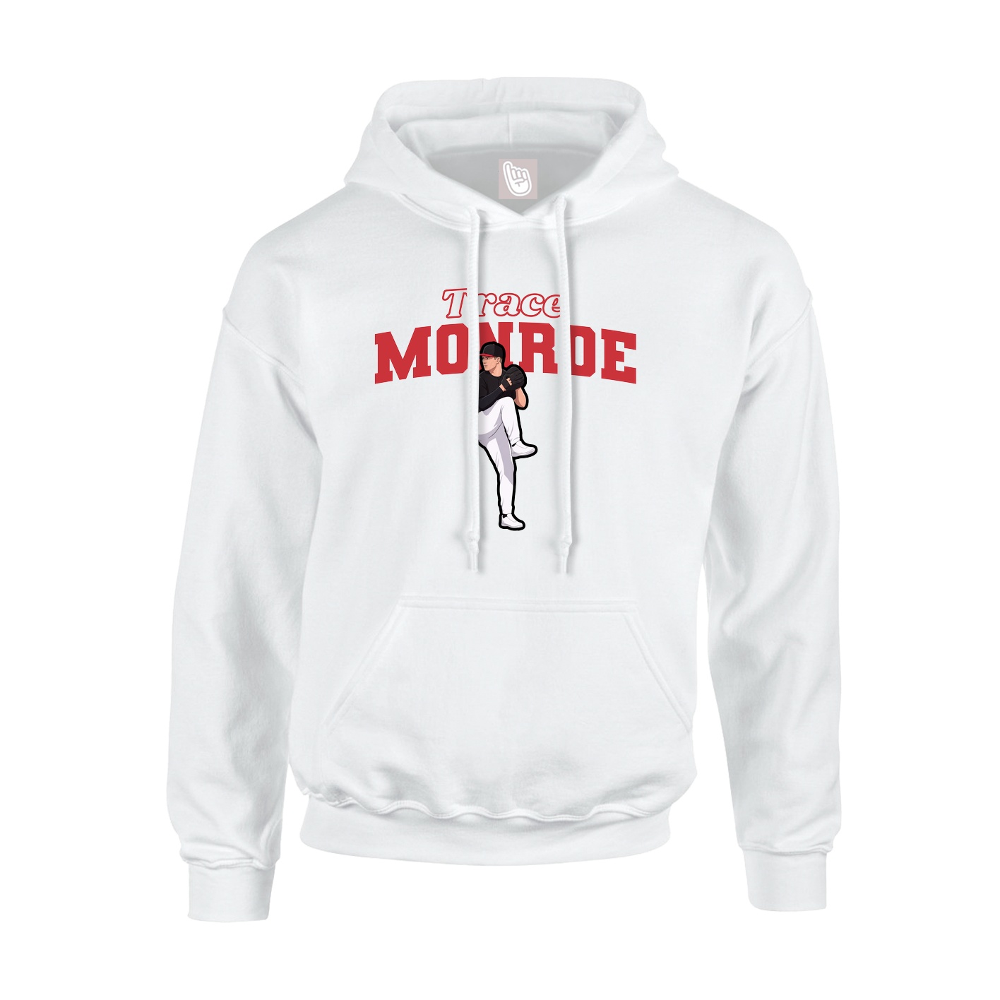 Youth Hoodie — Name Arch in White