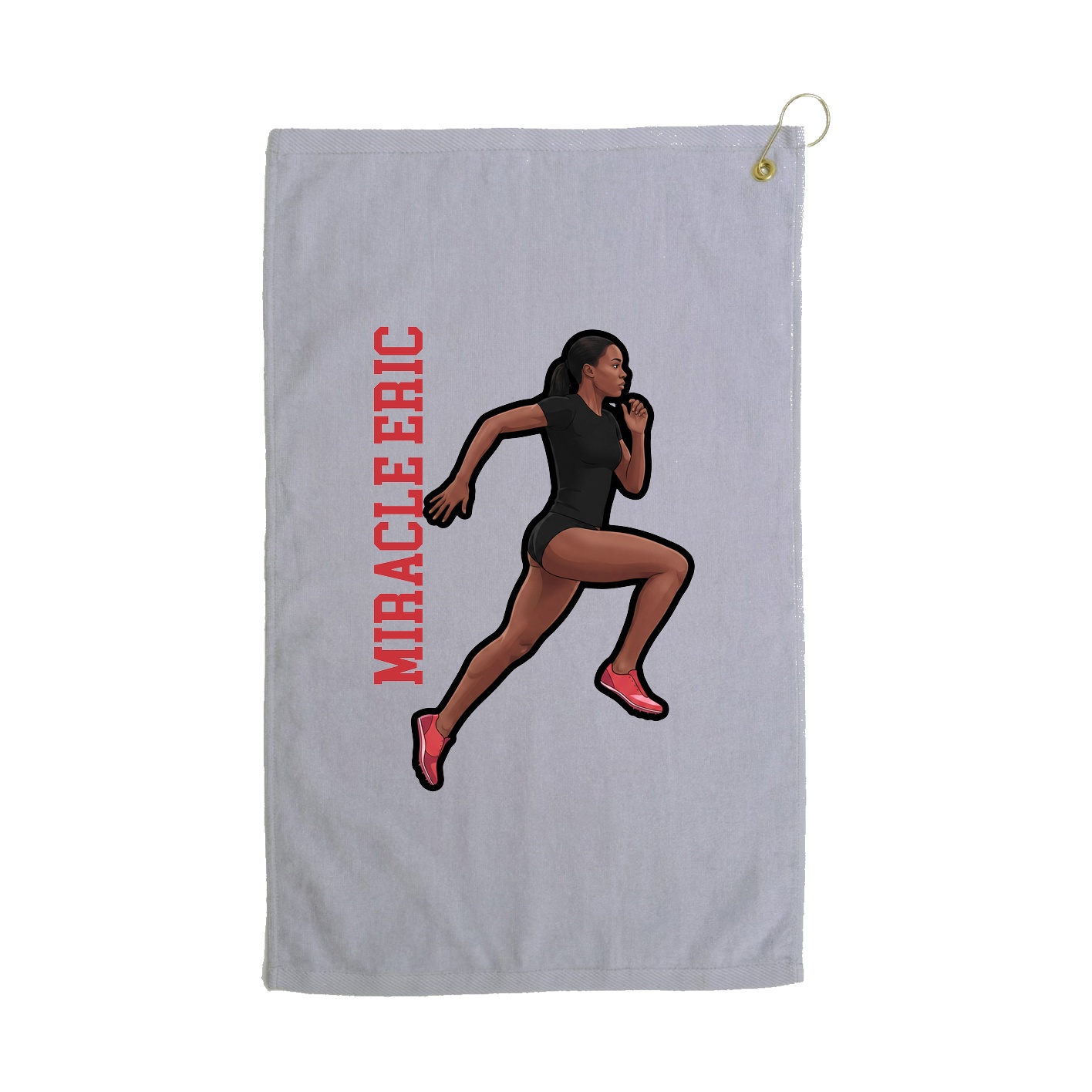 Golf Towel — Name Vertical in Grey