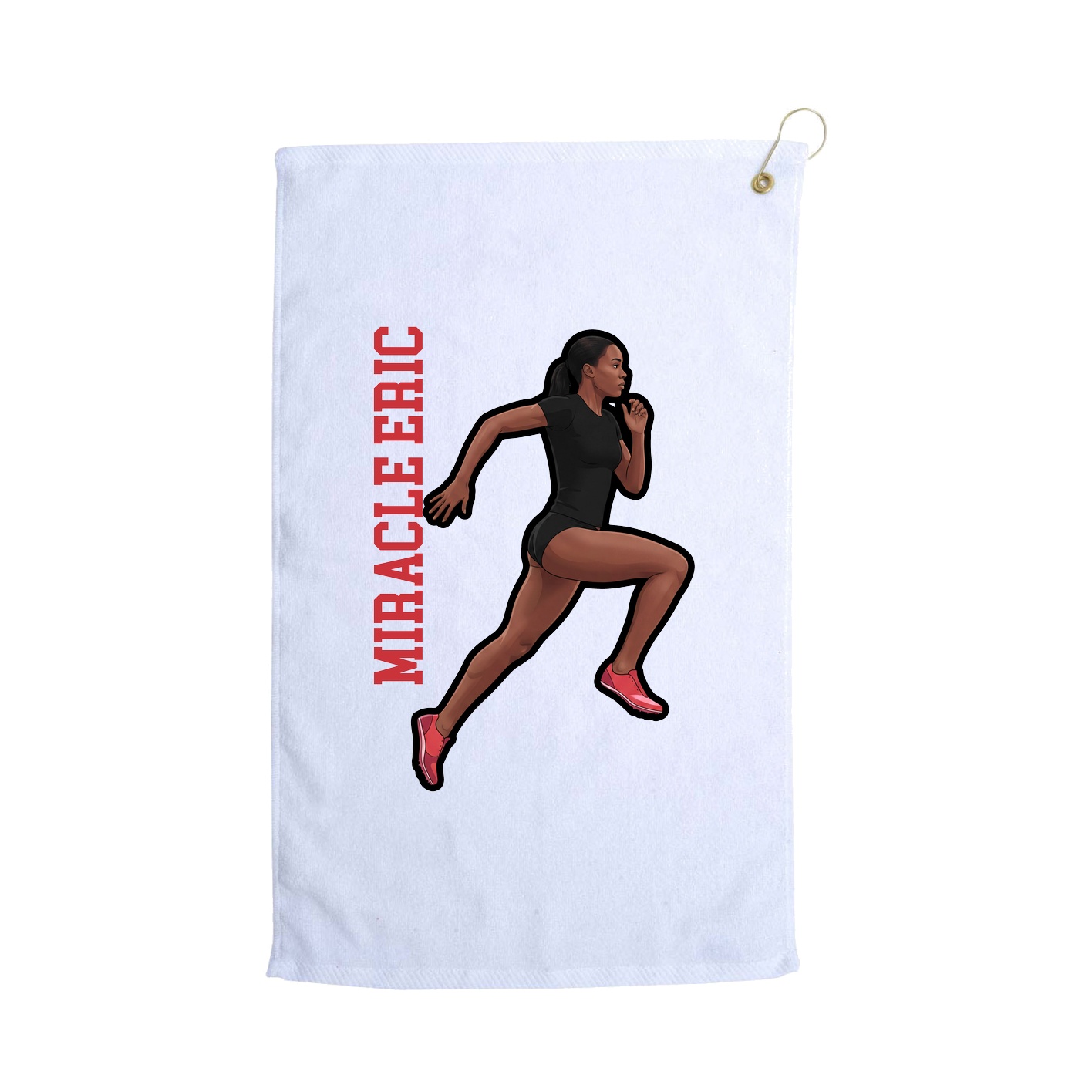 Golf Towel — Name Vertical in White