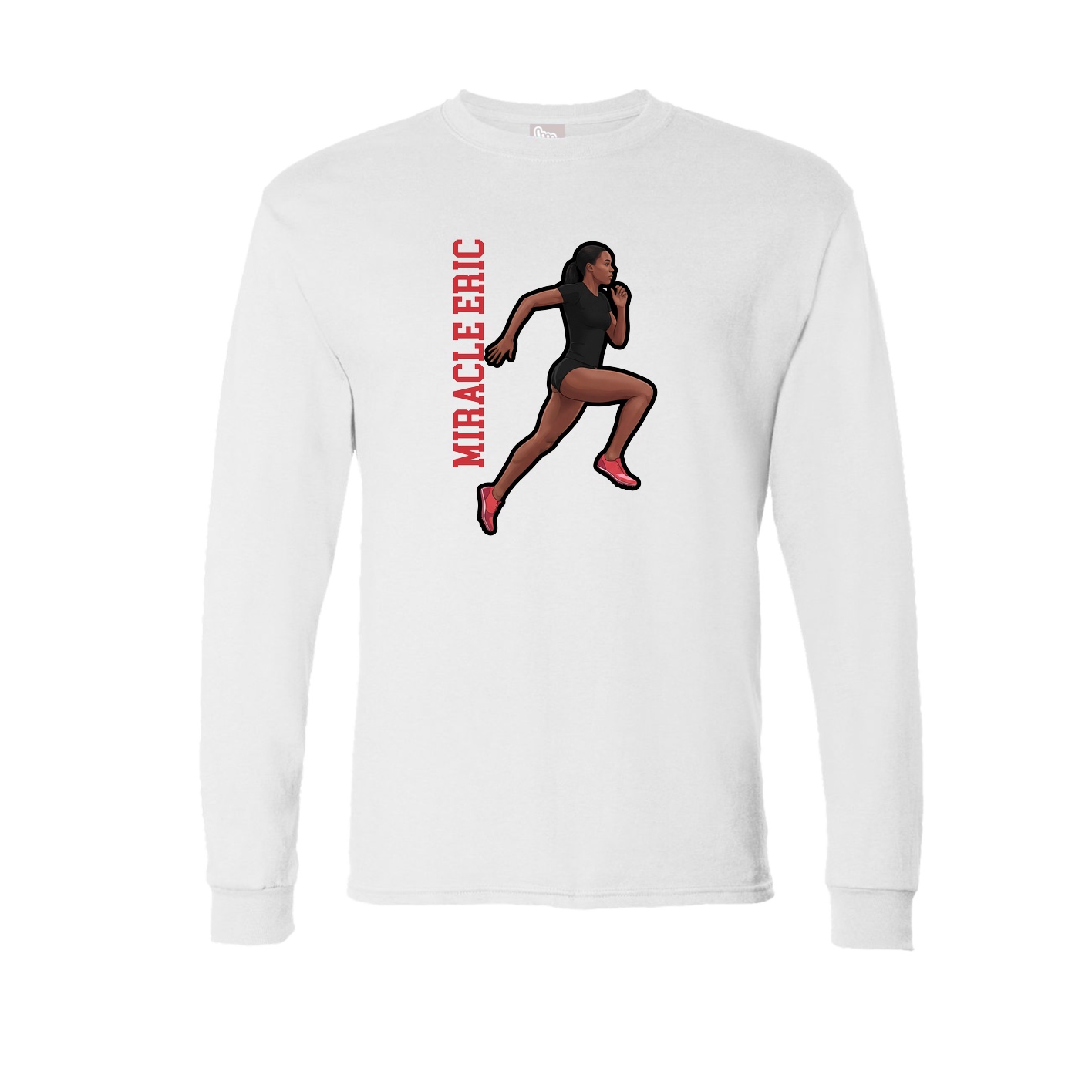 Long Sleeve Tee — Name Vertical in White