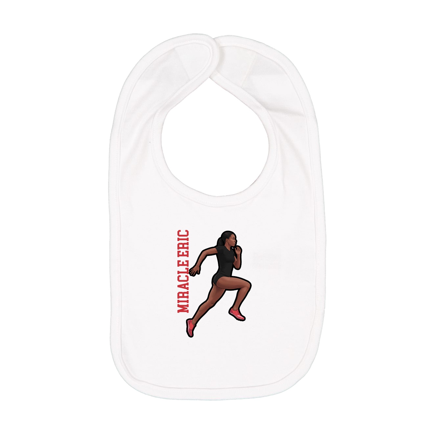 Infant Bib — Name Vertical in White