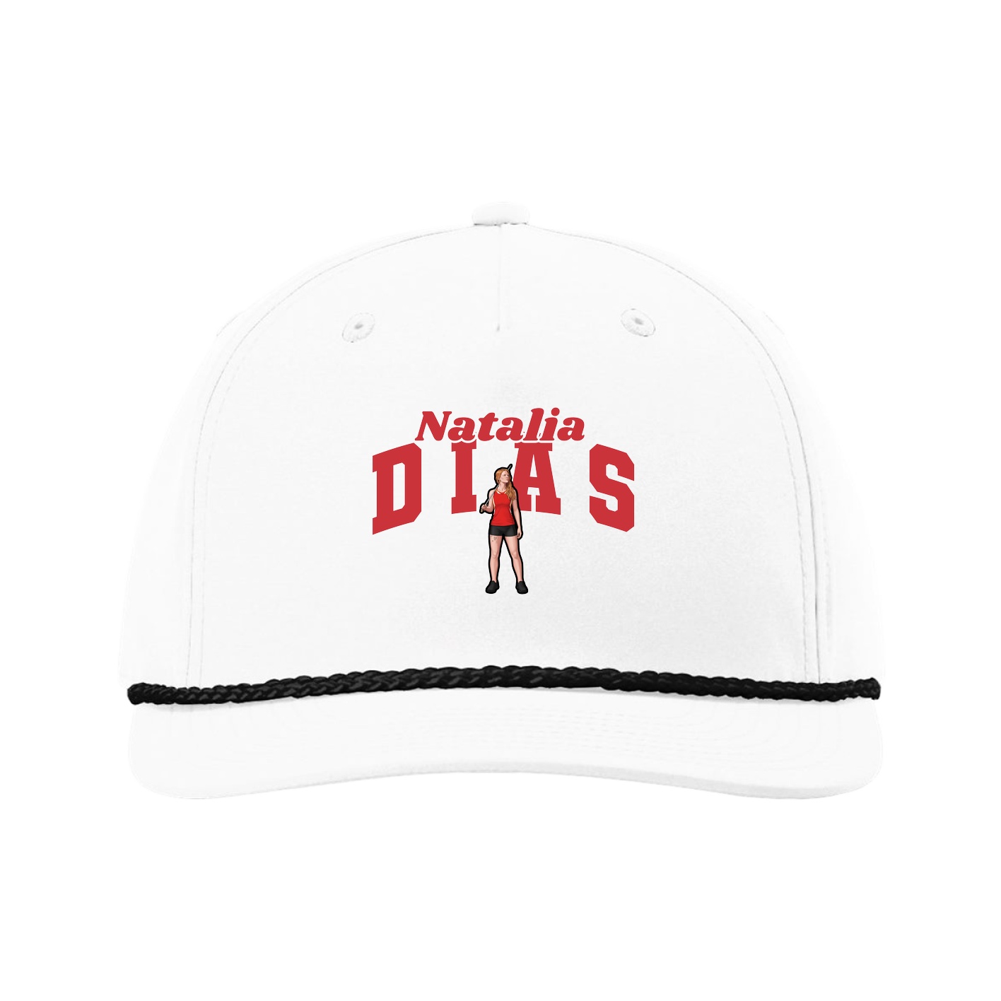 Five-Panel Classic Rope Cap — Signature Arch in White