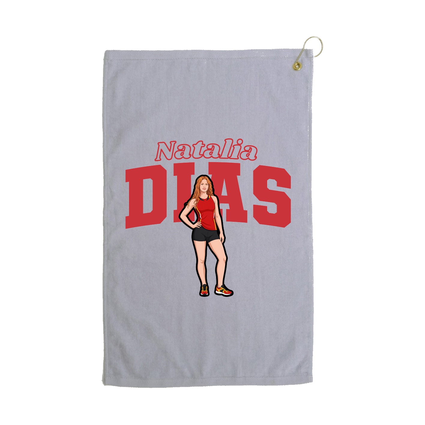 Golf Towel — Name Arch in Grey
