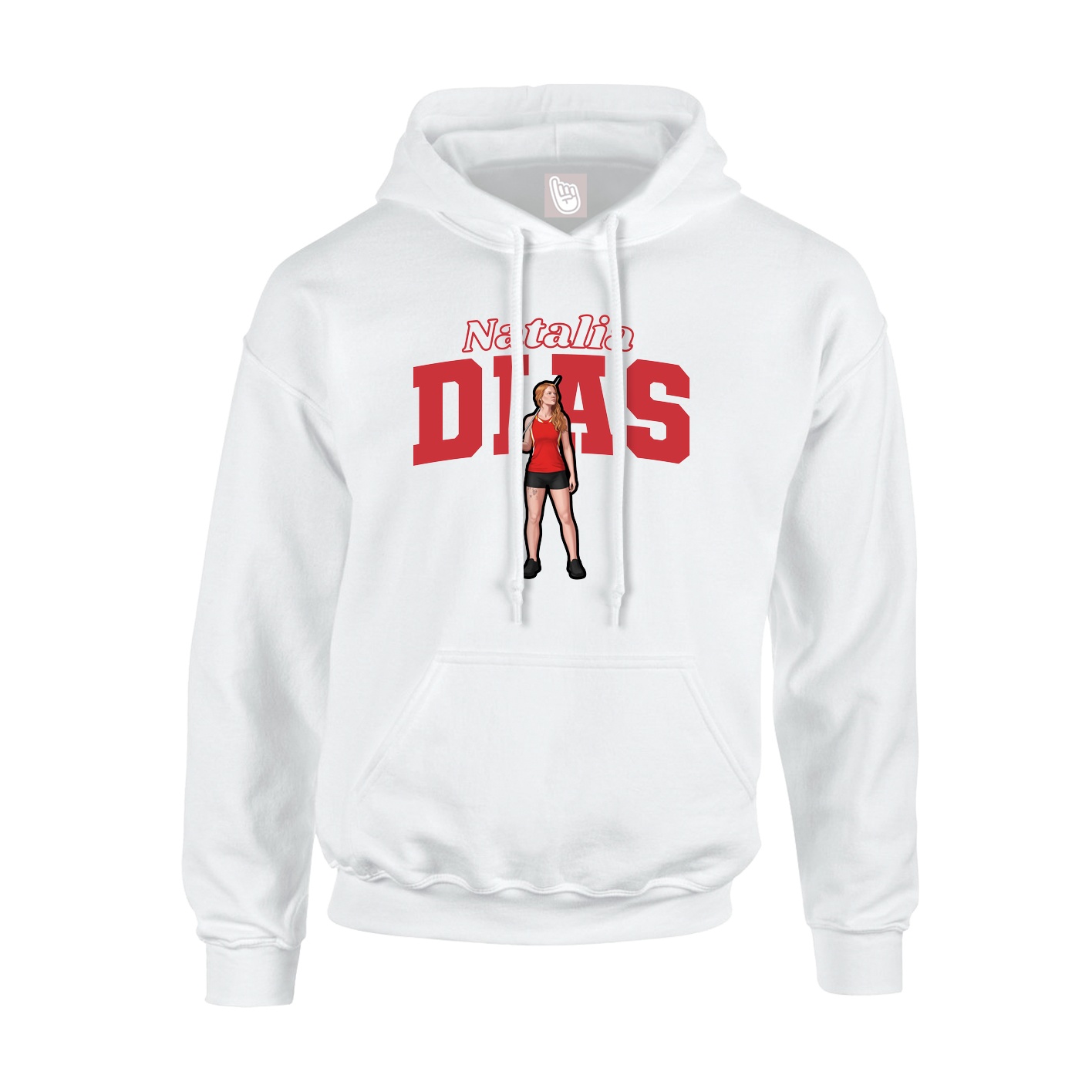 Youth Hoodie — Name Arch in White