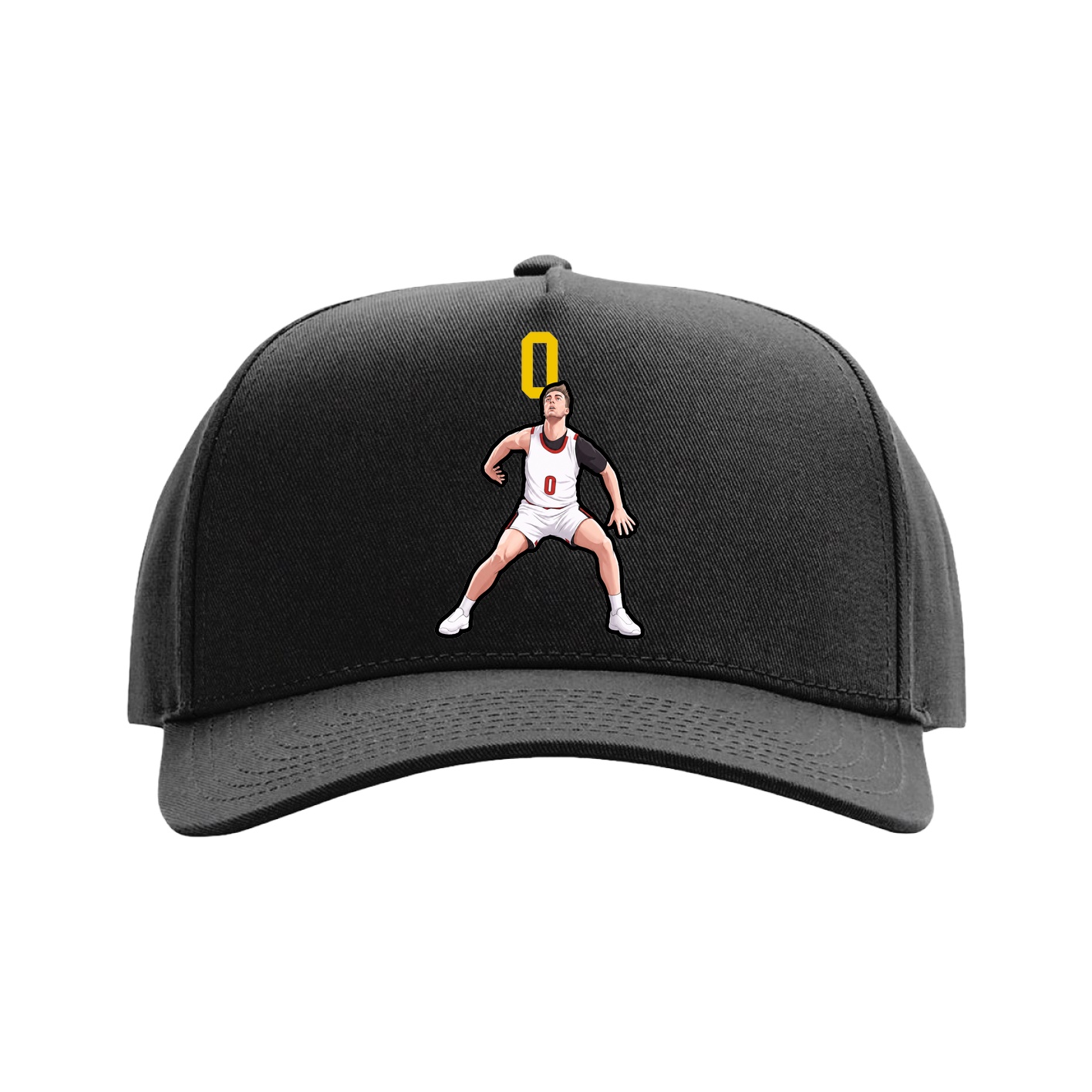 Full Fabric Five-Panel Champ Cap — Number Top in Black