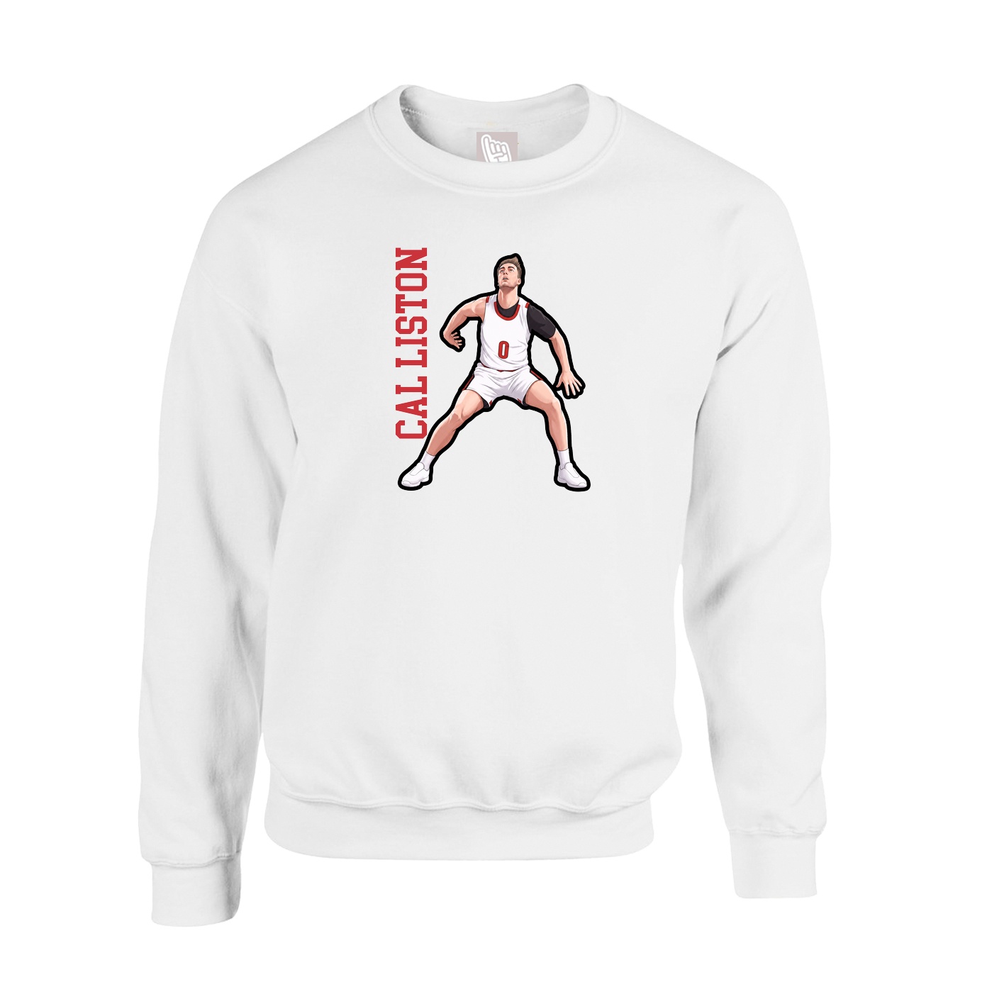 Fleece Crew — Name Vertical in White
