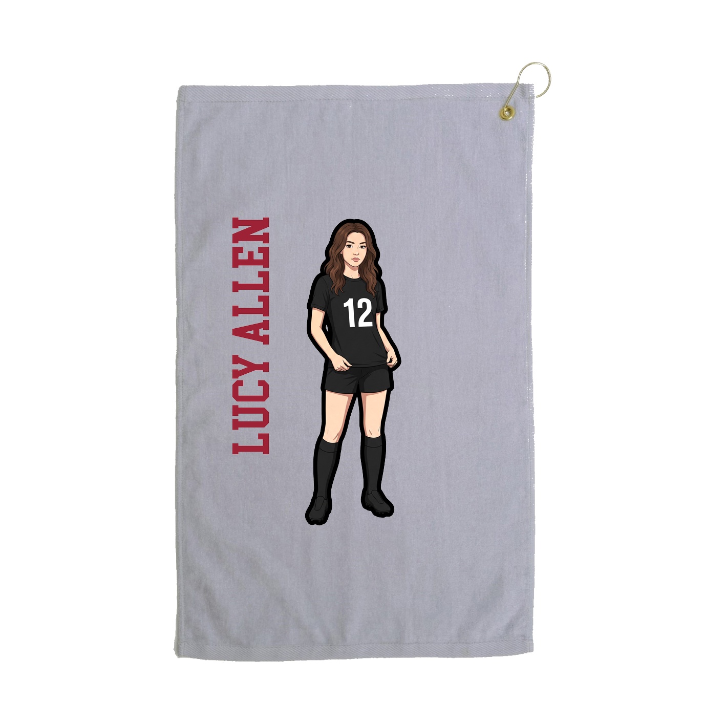 Golf Towel — Name Vertical in Grey