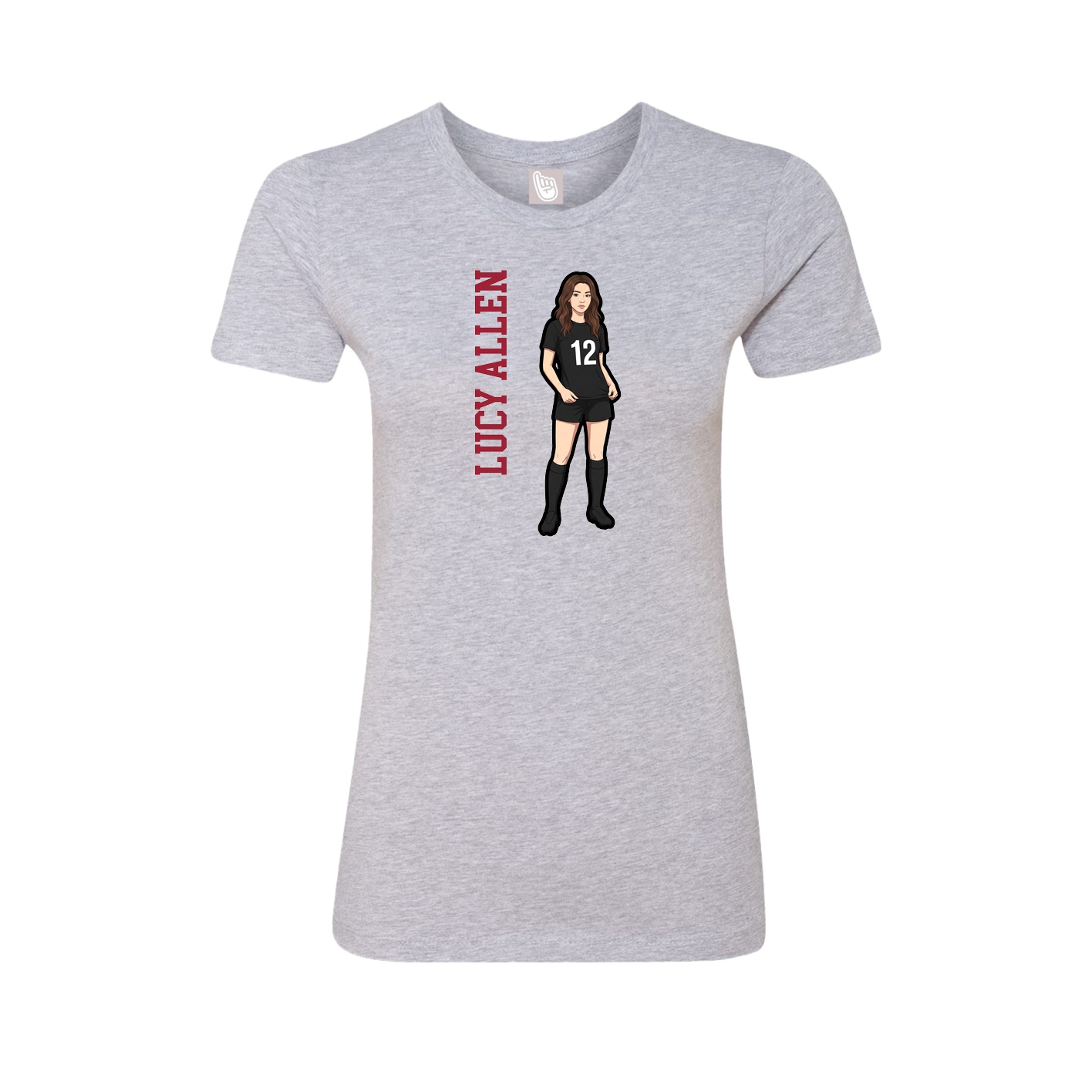Fitted Women's Tee — Name Vertical in Grey