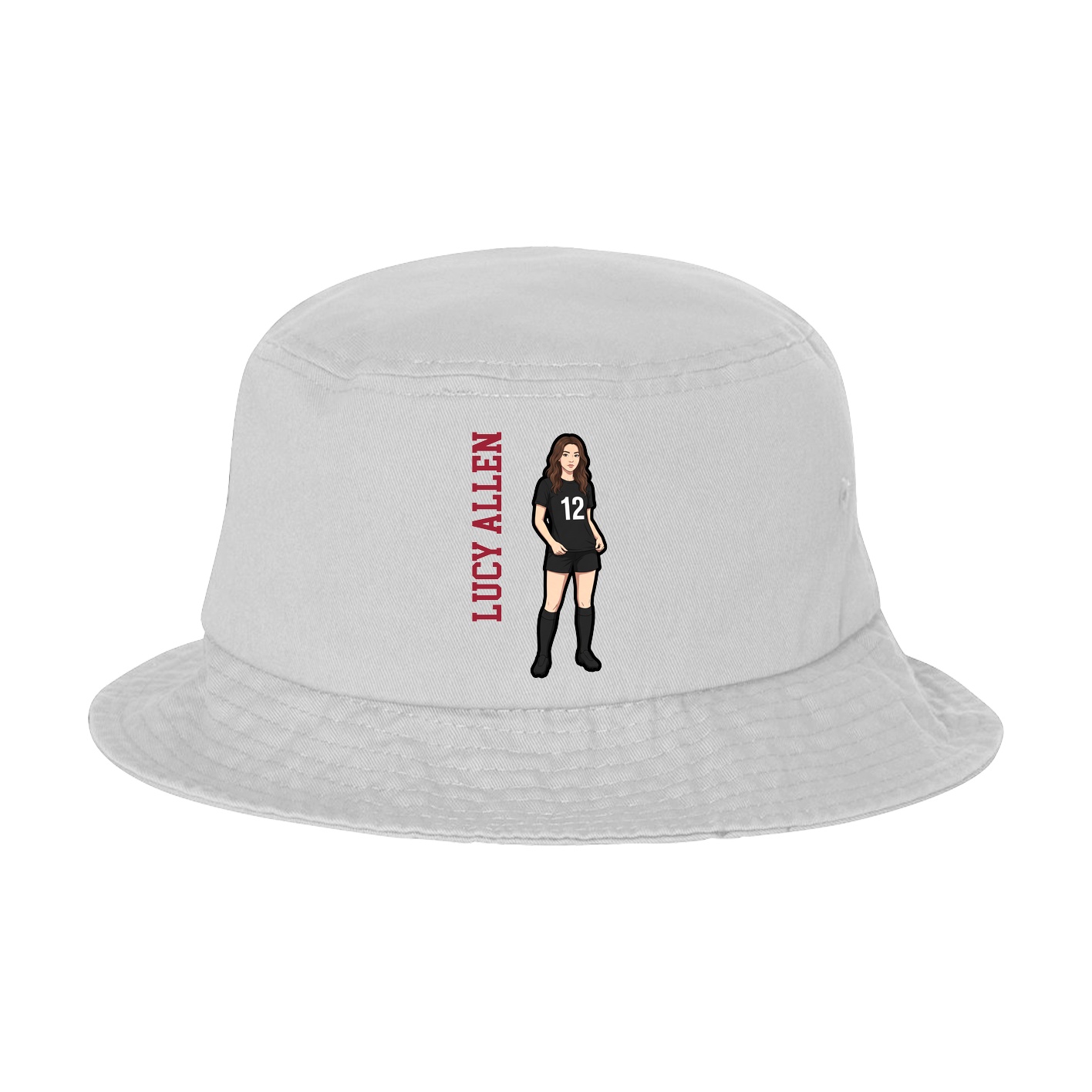 Bucket Cap — Name Vertical in White