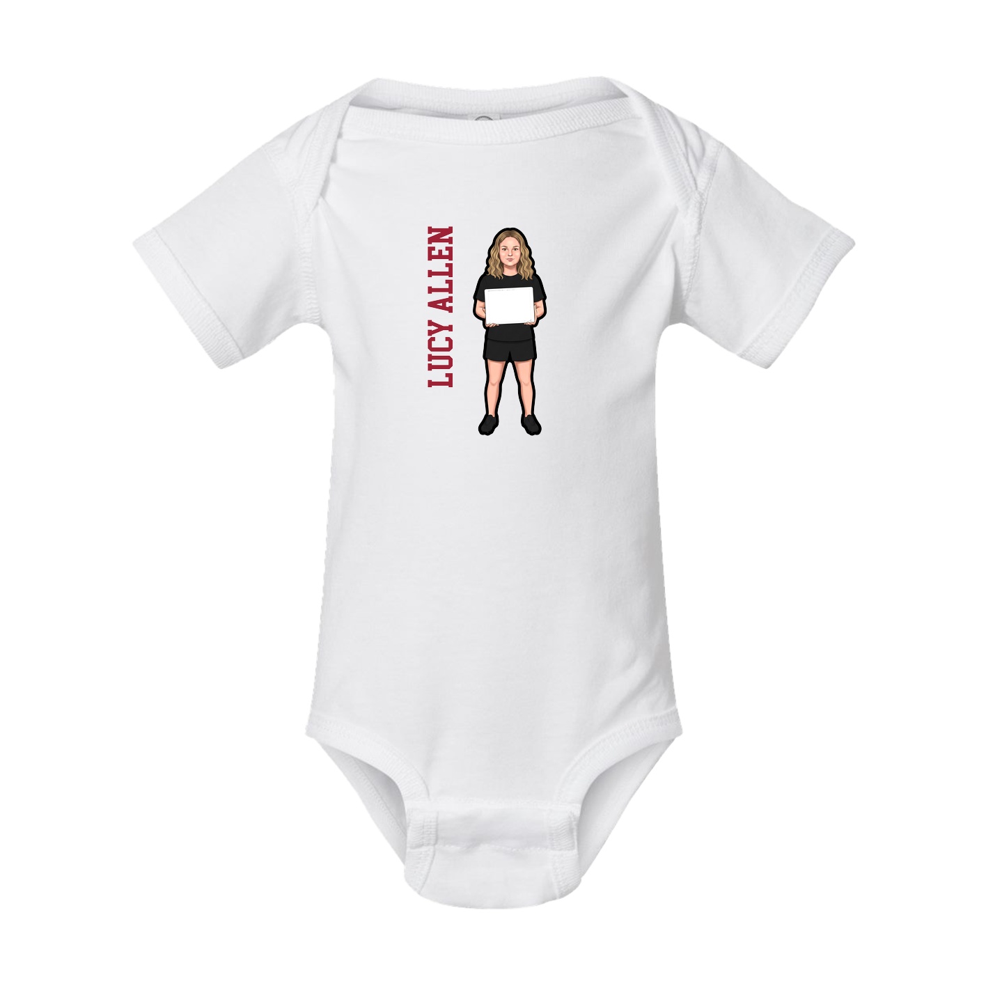 Baby Onesie — Name Vertical in White