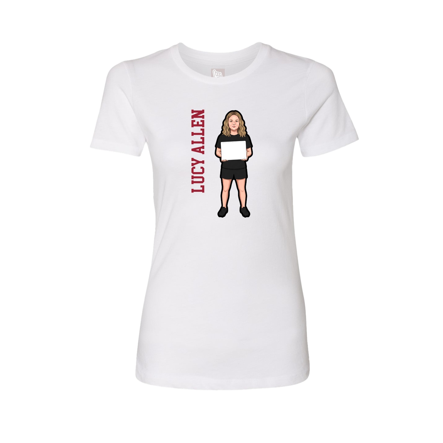 Fitted Women's Tee — Name Vertical in White
