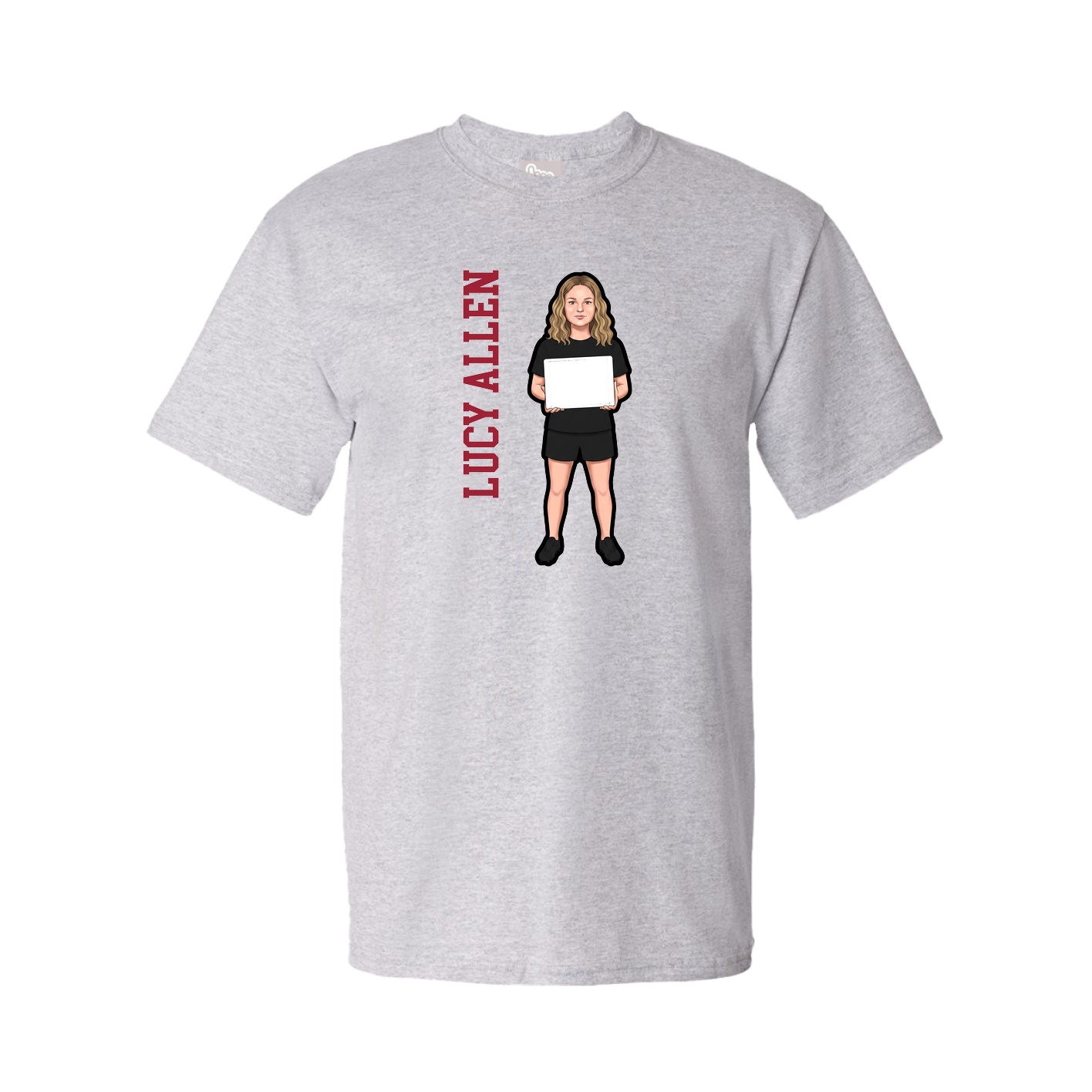 Youth Tee — Name Vertical in Grey