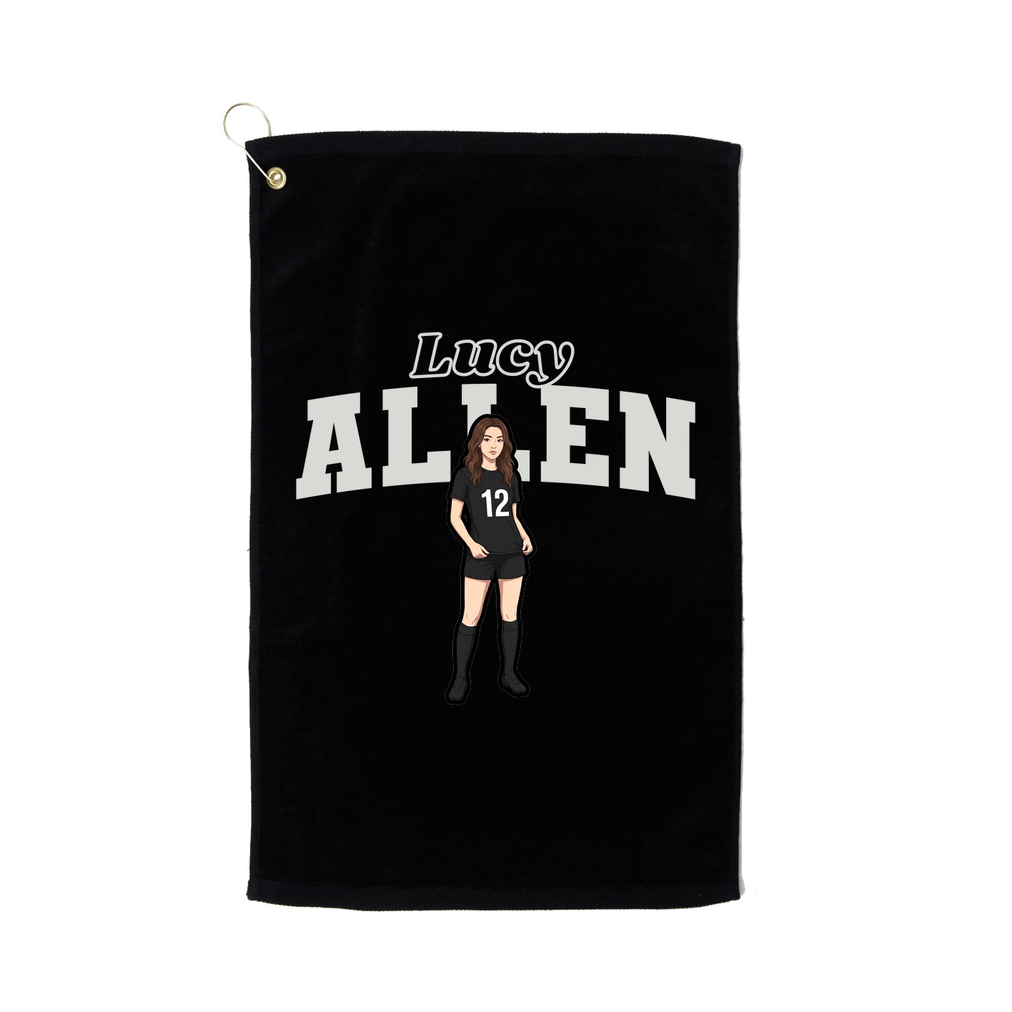 Golf Towel — Name Arch in Black