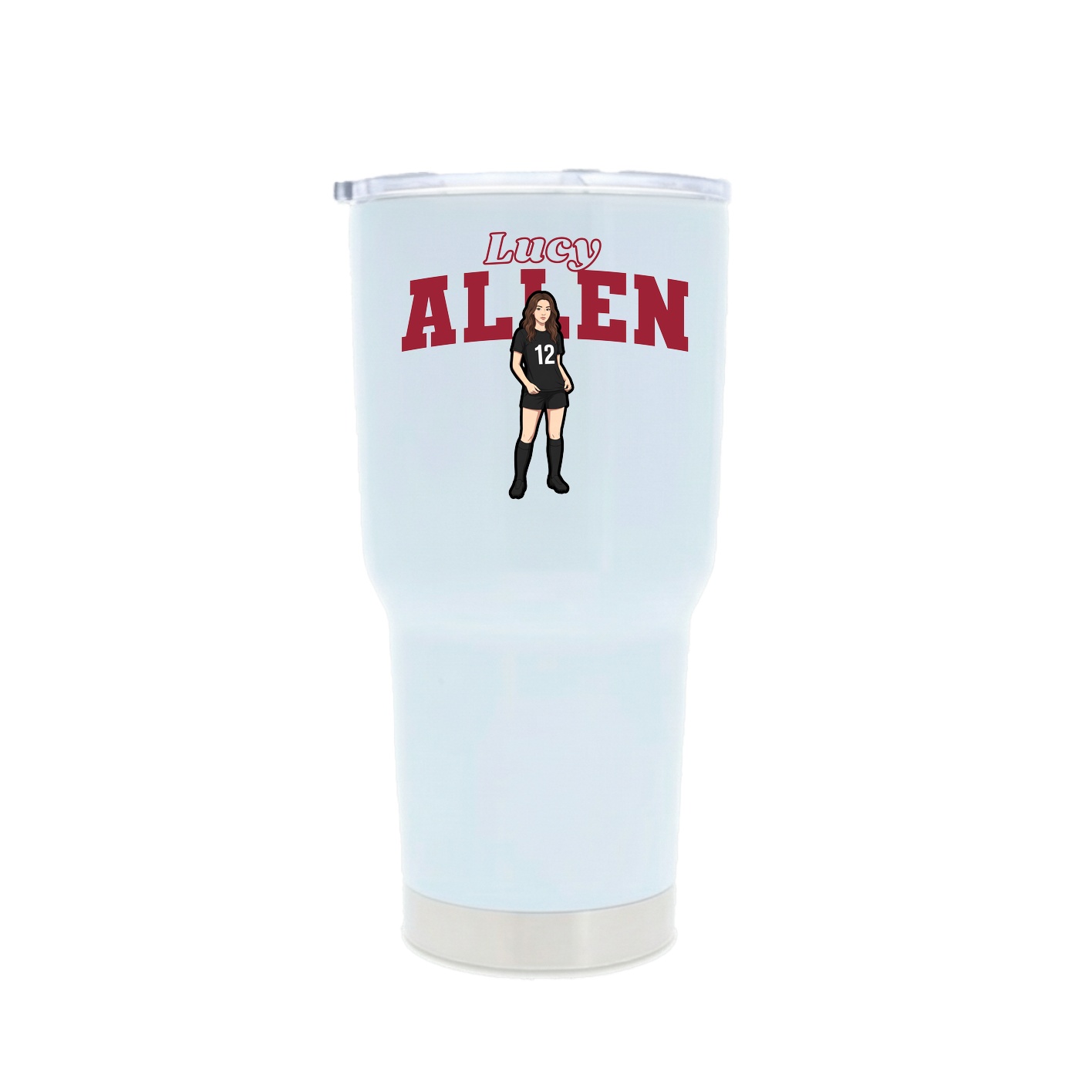 30oz Stainless Steel Tumbler — Name Arch in White