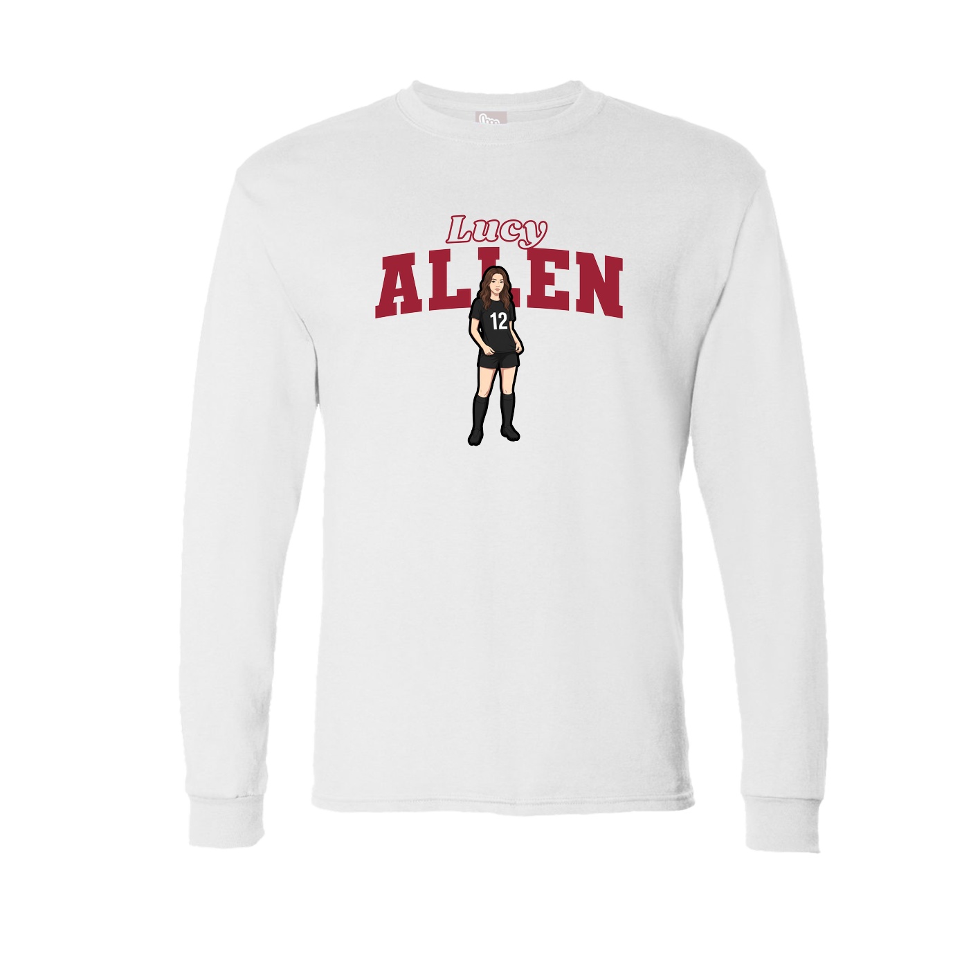 Long Sleeve Tee — Name Arch in White