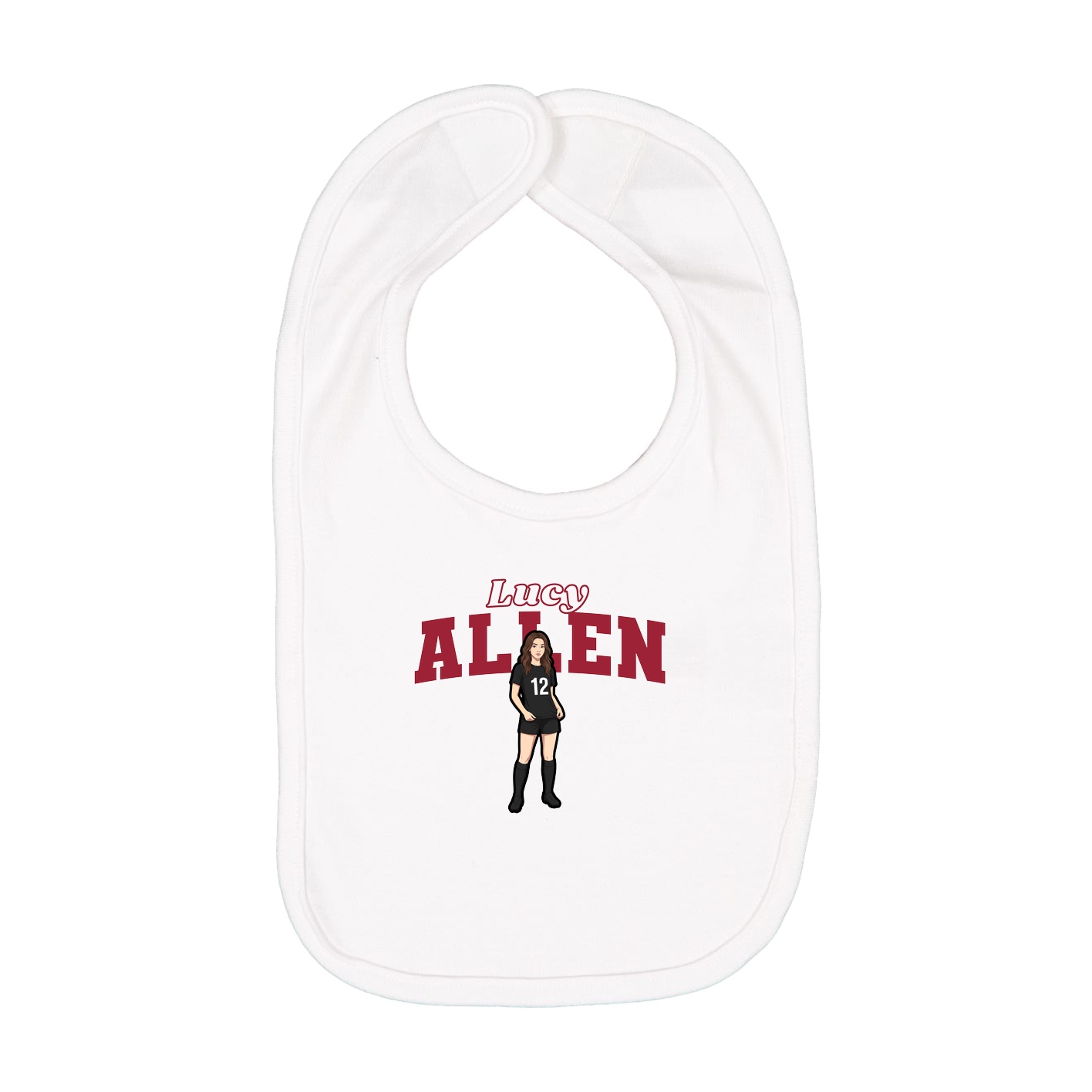 Infant Bib — Name Arch in White