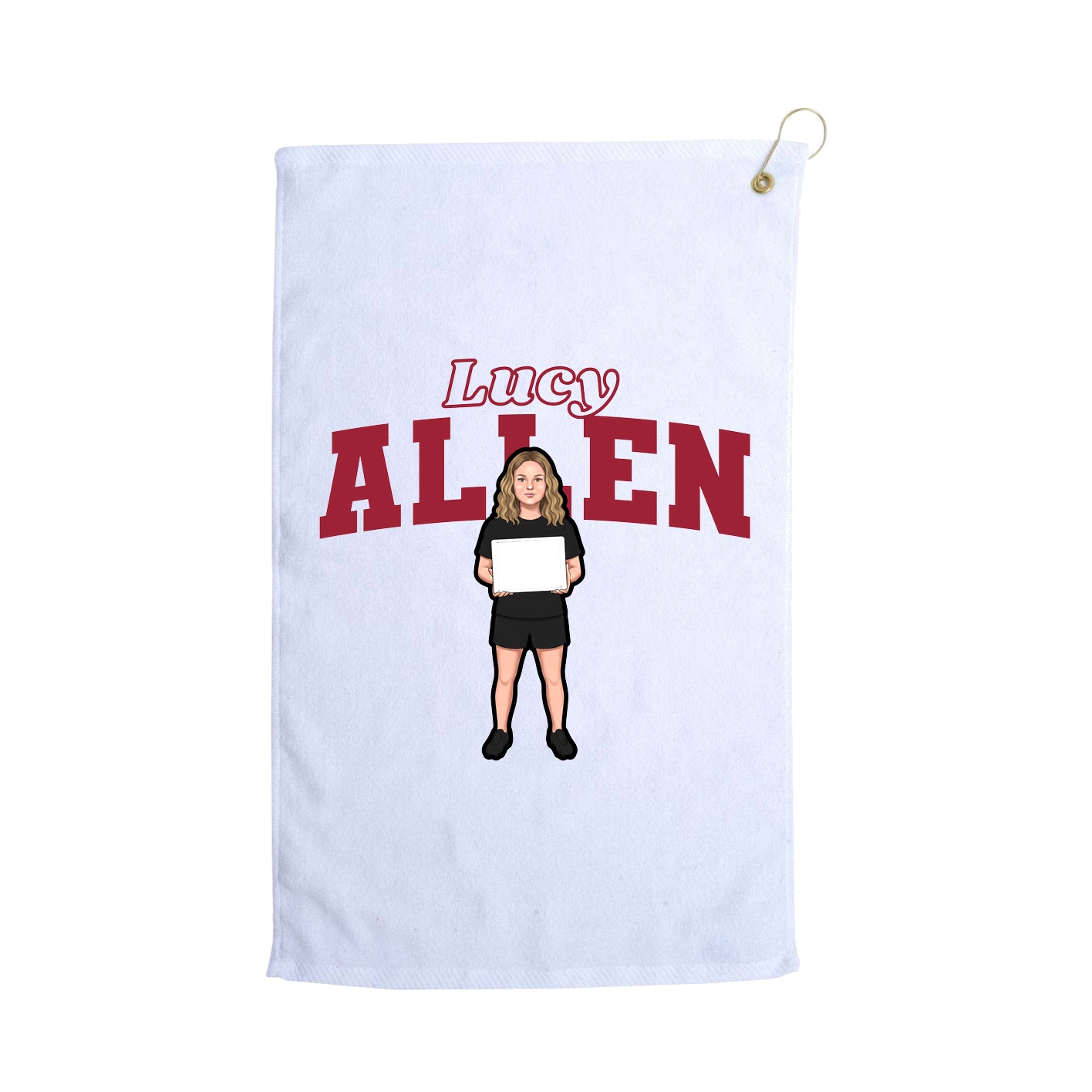Golf Towel — Name Arch in White