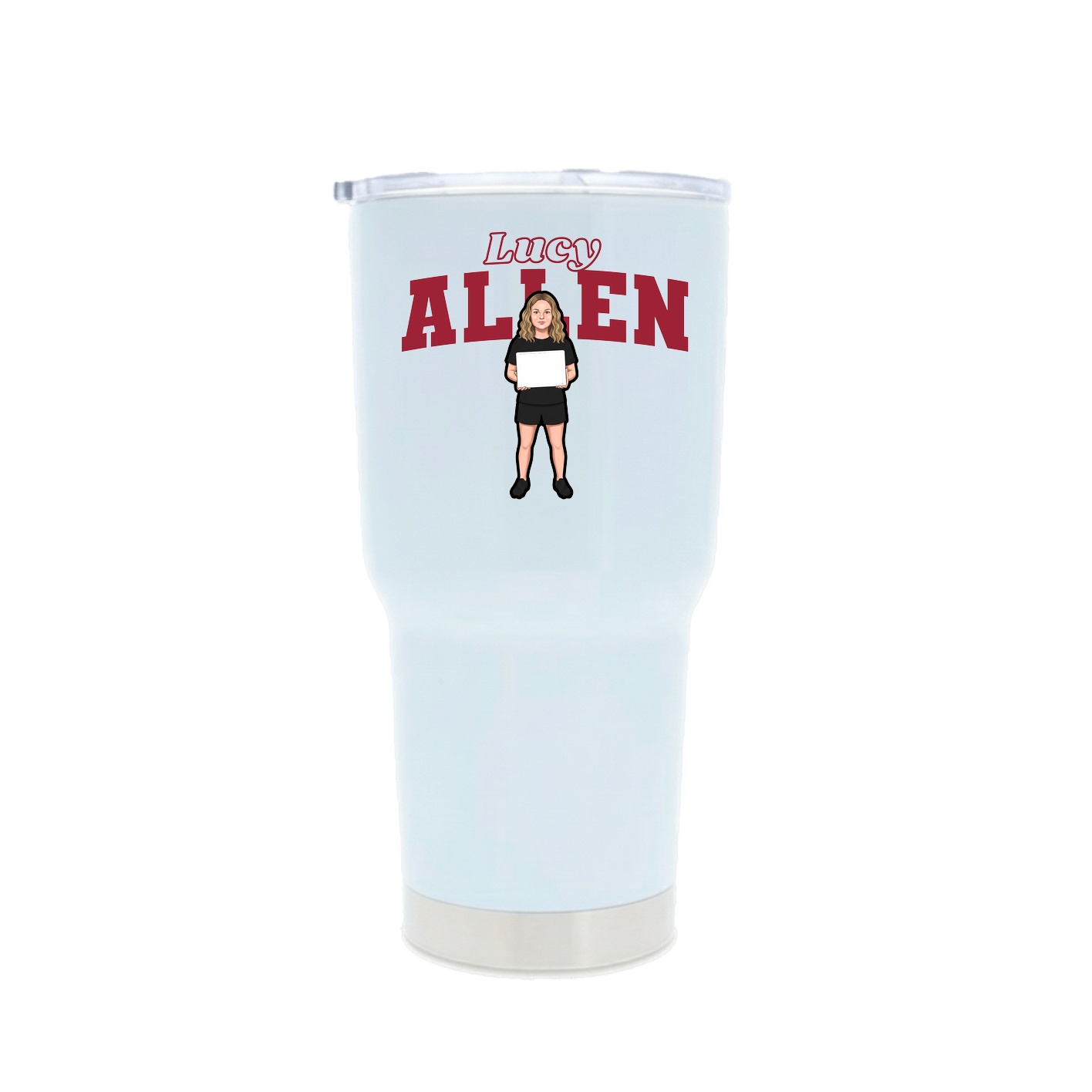 30oz Stainless Steel Tumbler — Name Arch in White