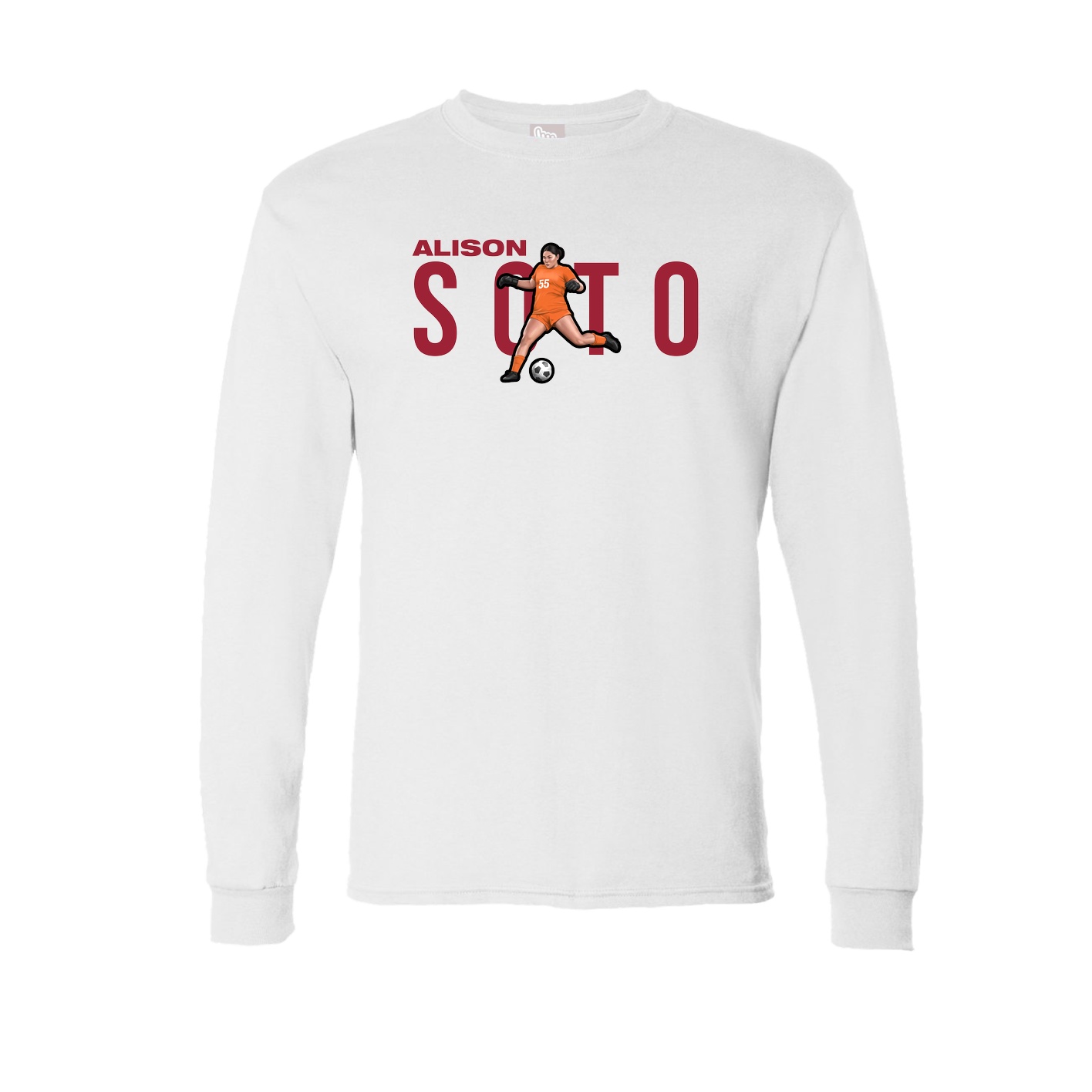 Long Sleeve Tee — Player Name in White
