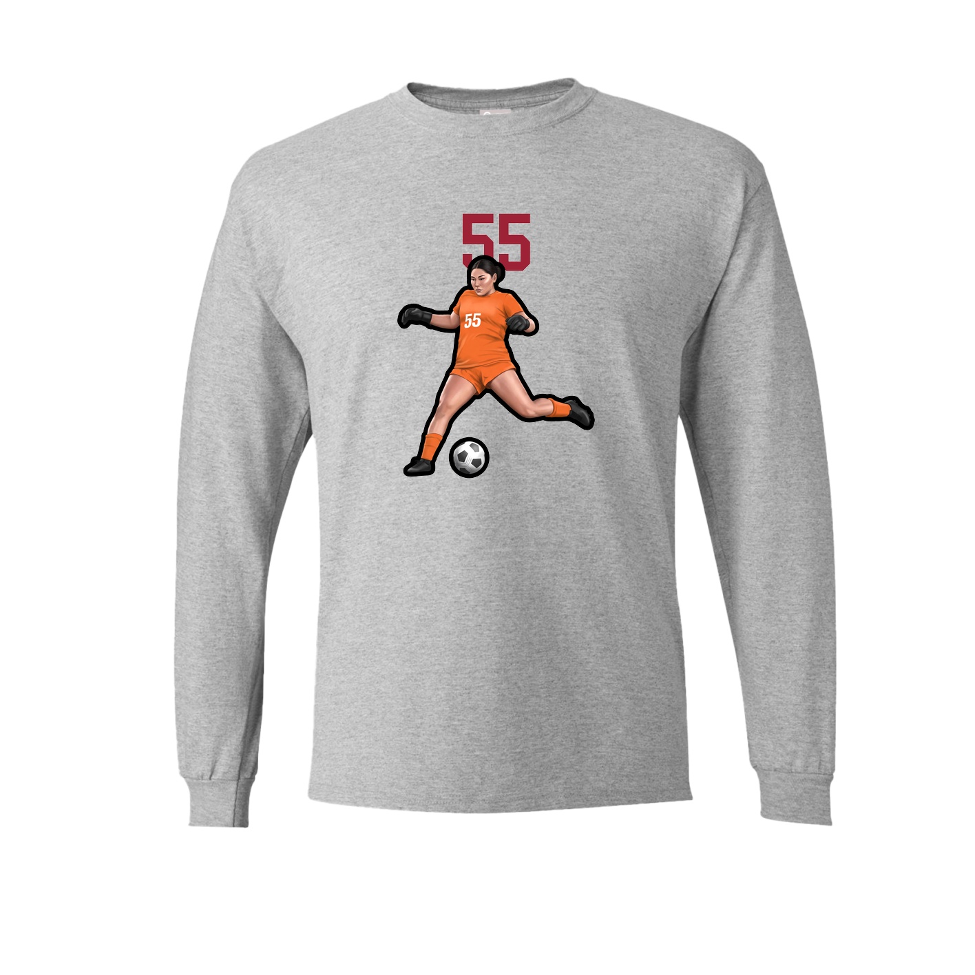 Long Sleeve Tee — Number Top in Grey
