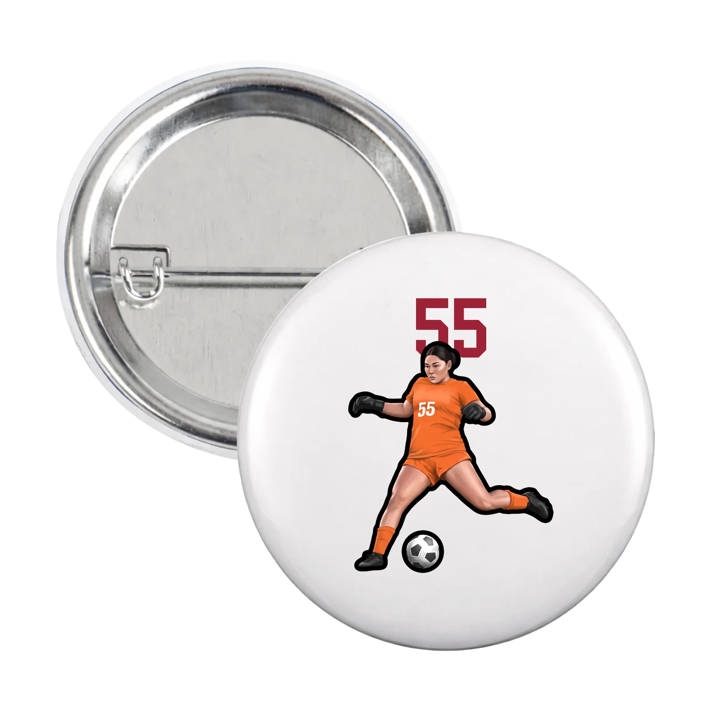 Game Day Button — Number Top in White