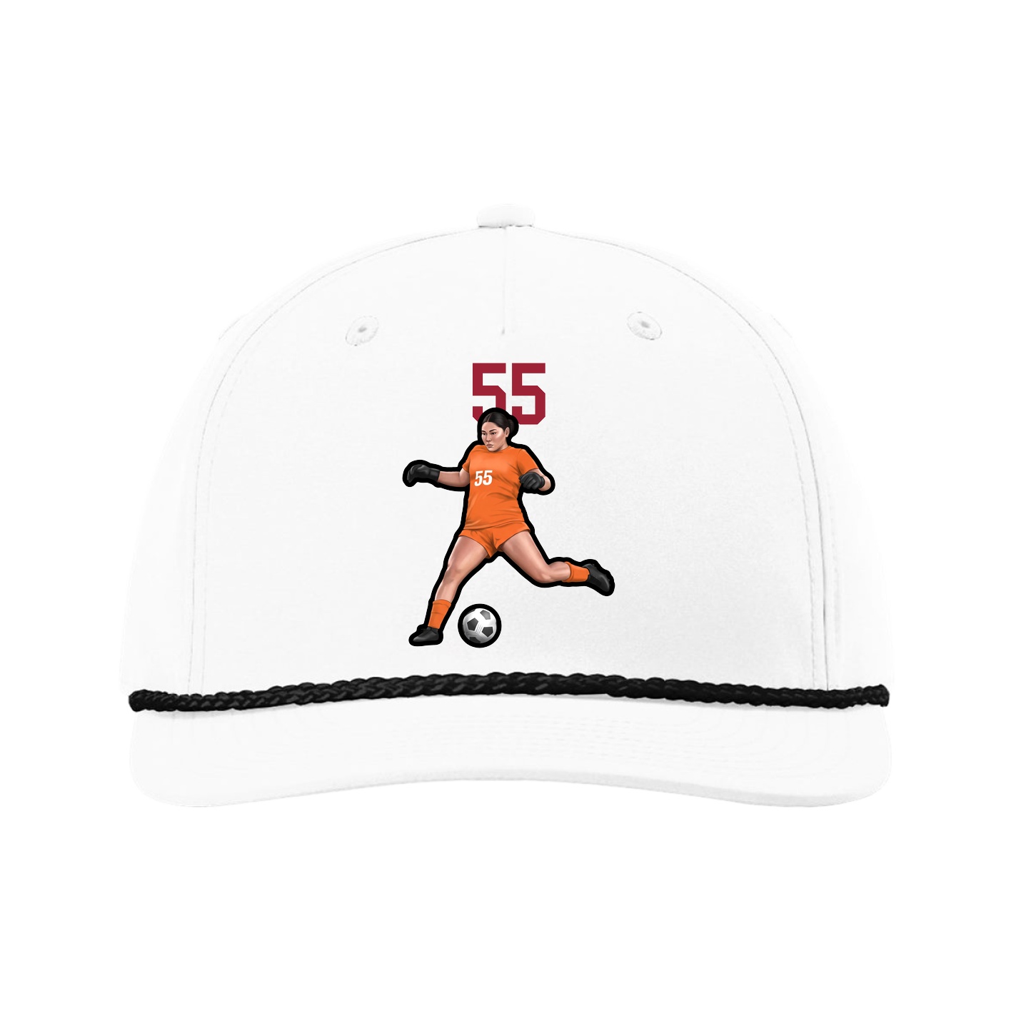 Five-Panel Classic Rope Cap — Number Top in White