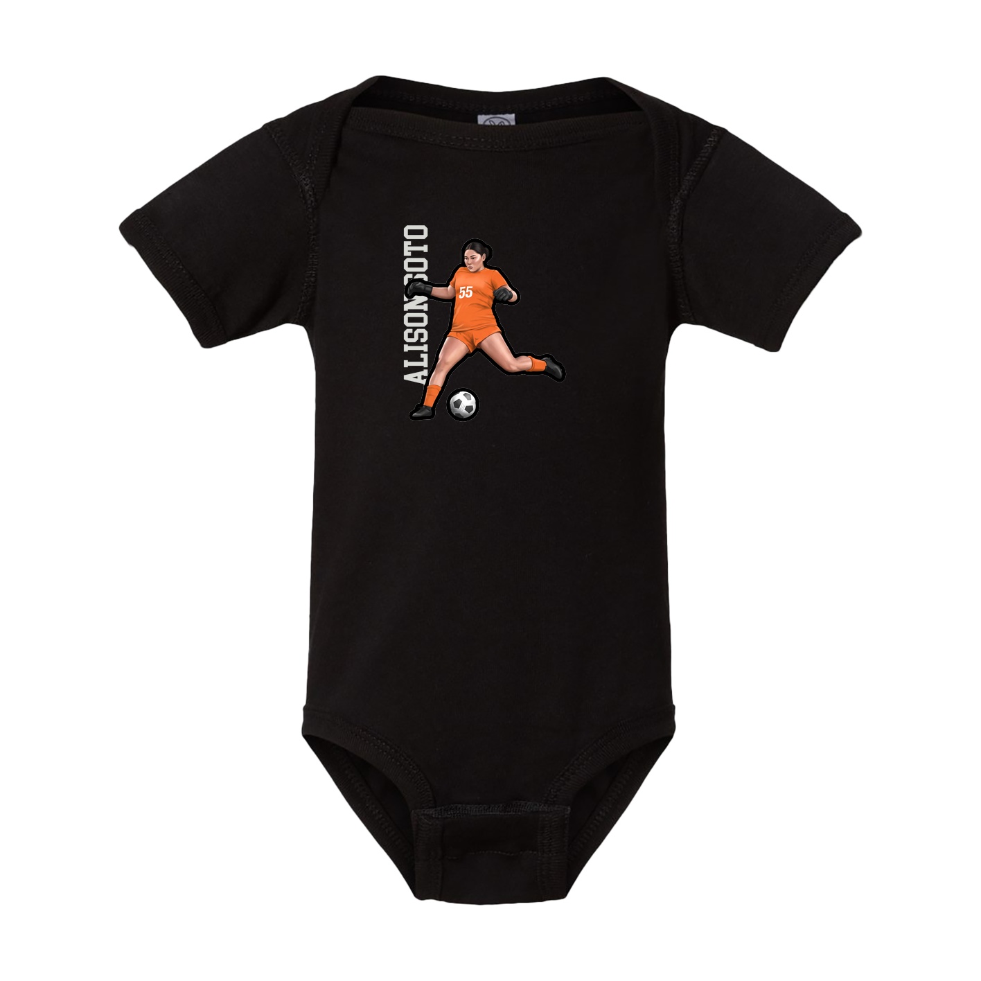Baby Onesie — Name Vertical in Black