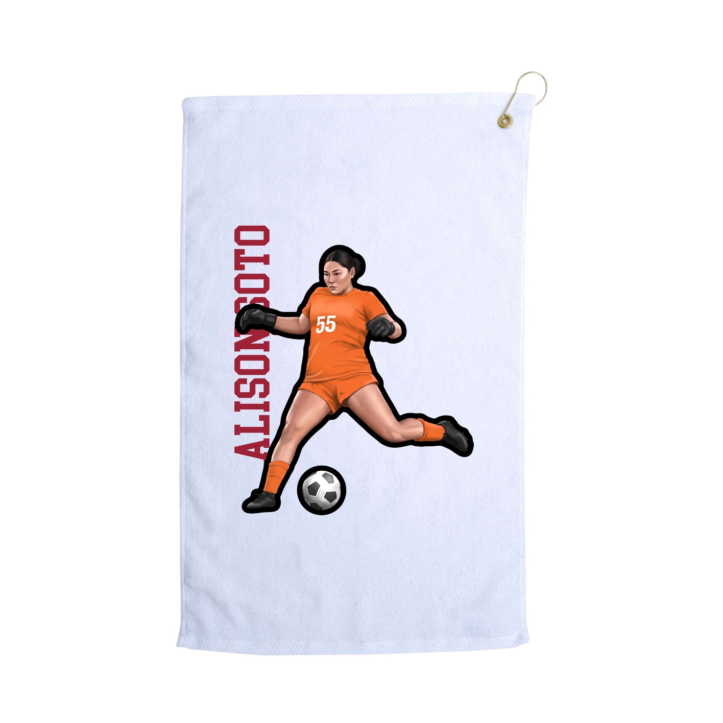Golf Towel — Name Vertical in White