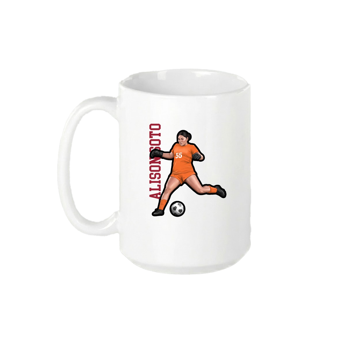 15oz Coffee Mug — Name Vertical in White