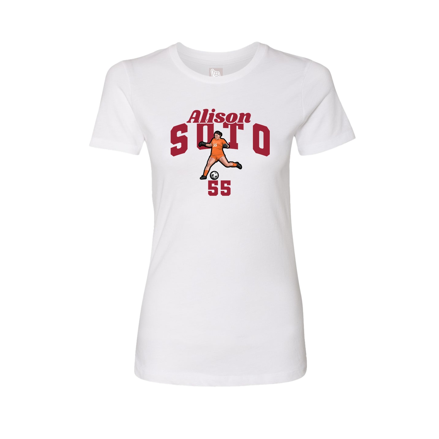 Fitted Women's Tee — Signature Arch in White