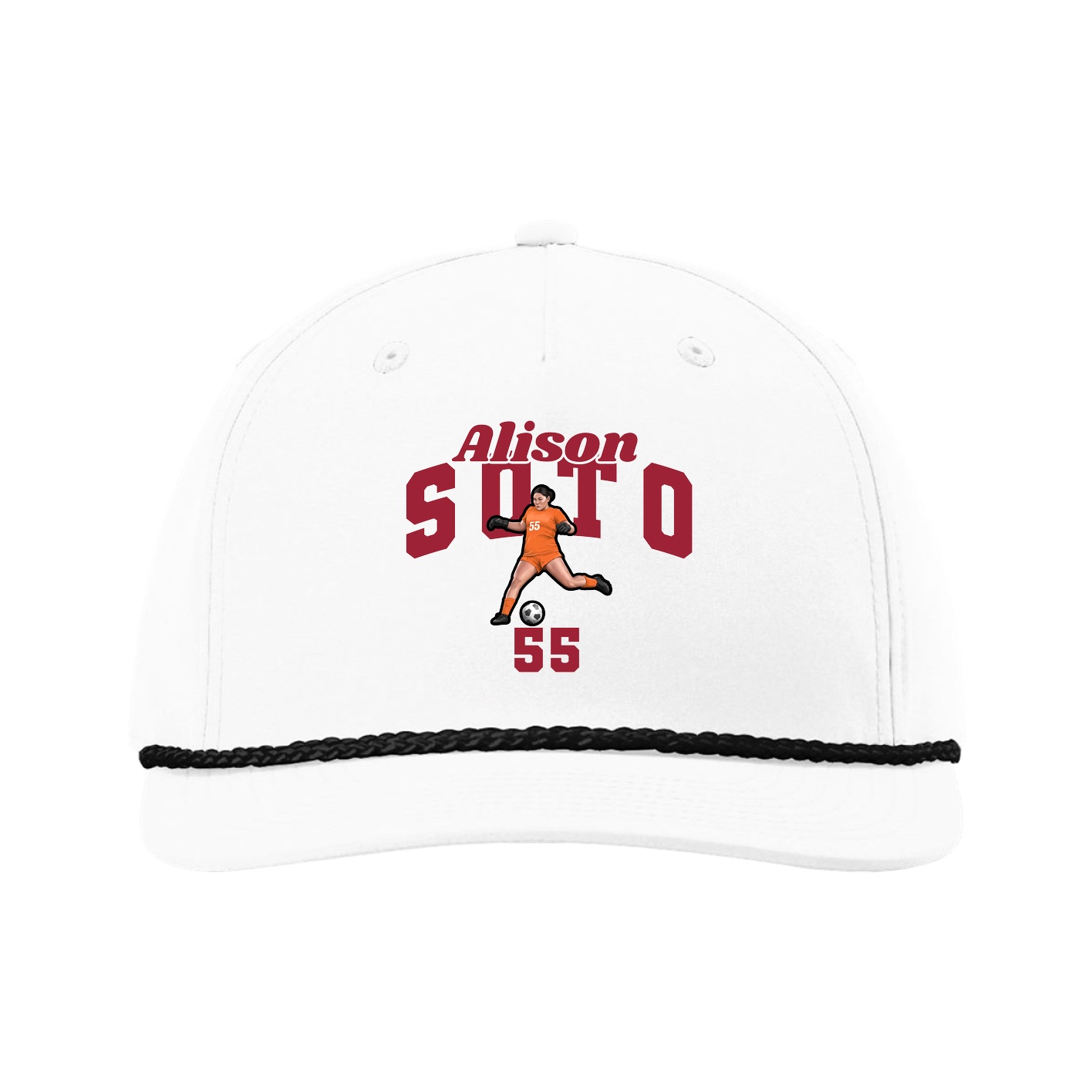 Five-Panel Classic Rope Cap — Signature Arch in White