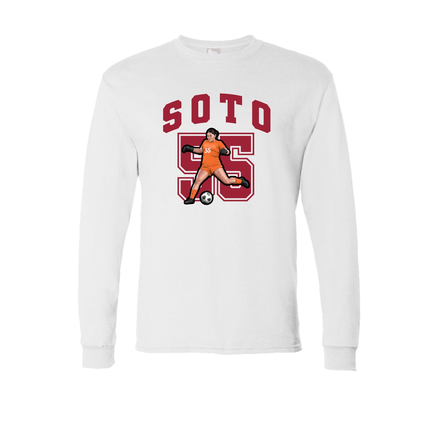 Long Sleeve Tee — Number in White