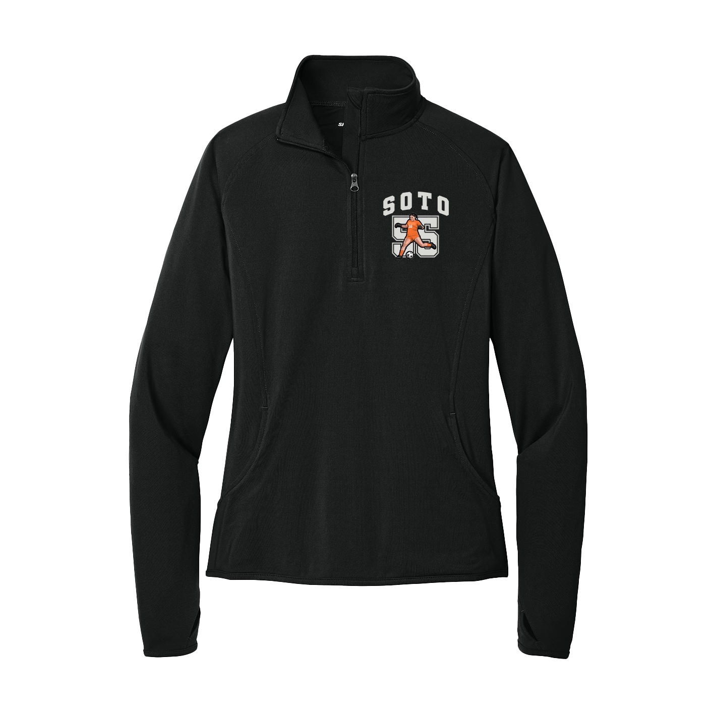 Women's Q-Zip Pullover — Number in Black