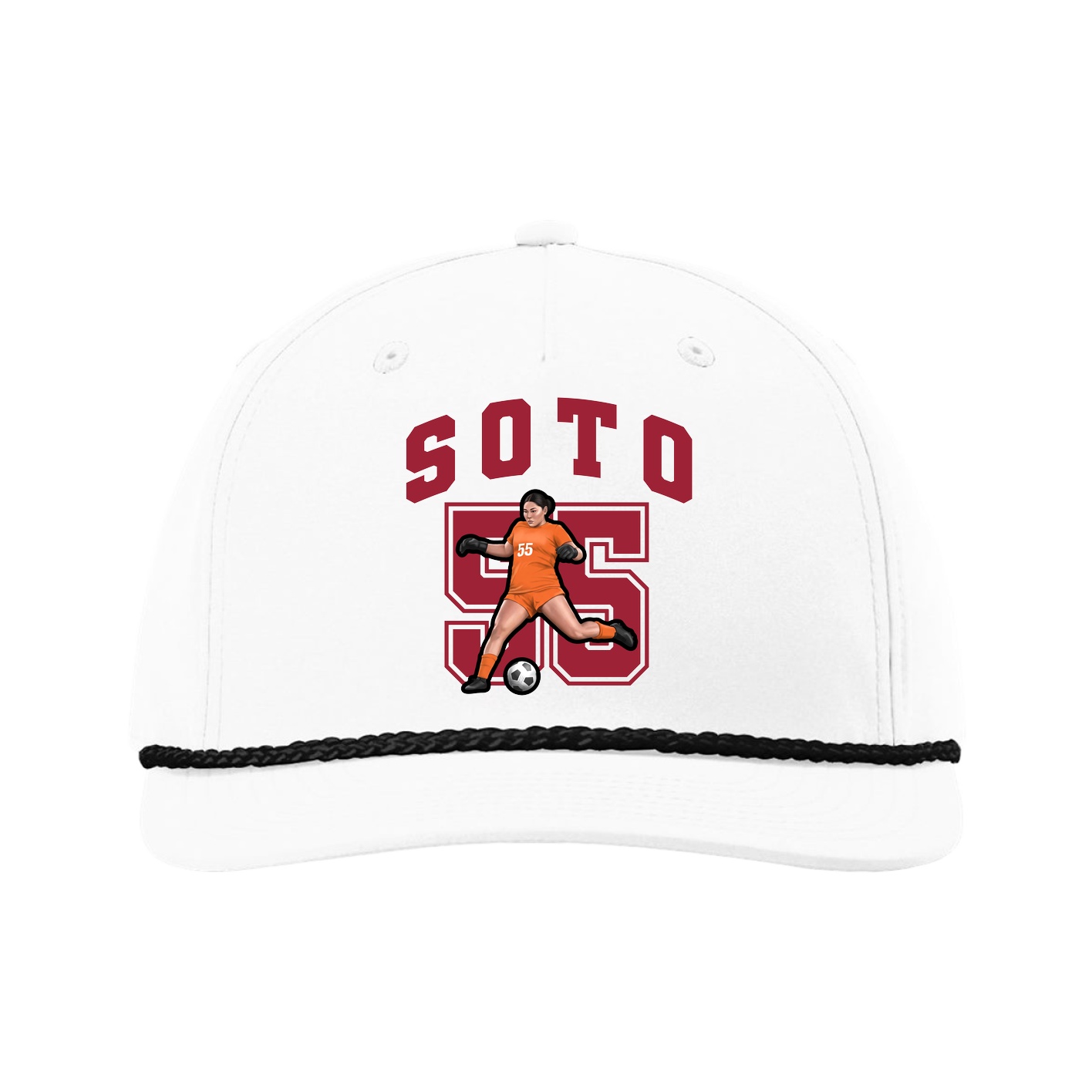 Five-Panel Classic Rope Cap — Number in White